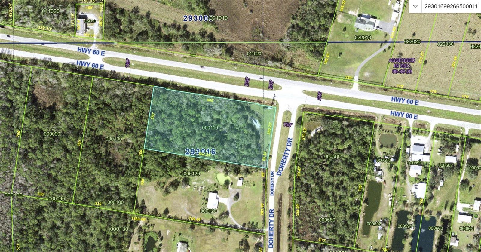 A prime corner lot at the intersection between SR 60 and Doherty Dr, Lake Wales. This property is currently zoned as Agriculture/Rural Residential(ARR), which allows a series of land uses, like religious institution, isolated convenience store, mobile home park etc (see attachment for all allowable land uses under ARR). Also, it can be rezoned to commercial use and has great commercial potential. Its frontage along with SR 60 has 660 feet. Strong, unobstructed visibility from SR 60; 13,700-16,800 Annual Average Daily Traffic (AADT); and easy ingress/egress with corner positioning, turn lanes and median cuts. Adjacent to Doherty Dr., the only access road leading into a 1,400-unit residential community, including NALCEST, Walden Shore of Lake Wales, and Lakeshore. There are other multiple communities within 7 miles, including Indian Lake Estates, Lake Walk-in-Water Estates and Saddlebag Lake Resort etc. Gold Coast Utilities is nearby and willing to extend utilities to the site. Size is 5.05 acres and flood zone X. It has enough space and is easy to develop businesses to serve locals. Don’t miss this investment opportunity. Seller Financing available. The cross-street property (TB8427879) is also available.