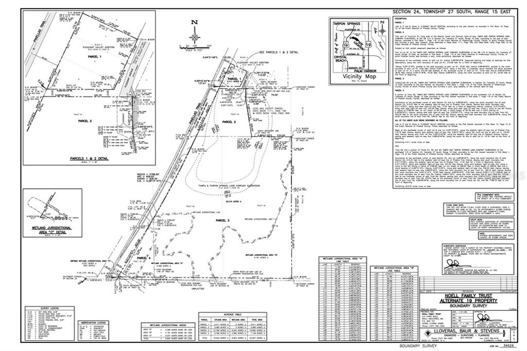 Undeveloped Land in Palm Harbor west side is adjacent to the Pinellas Trail and Alt 19 South of Klosterman.  21.85 acres MOL - 938,264 sq ft
Attached is the survey there are 16 MOL acres upland and 6 MOL acres wetlands at the south end of the property line.  This property is adjacent to Innisbrook Resort & Golf Course.  Potential use for Large Estates, Residential Community animal rescue, vet clinic, ALF. Property is zoned for horses (3 hoofed animals per acre).  Multiple PID: 24-27-15-89280-000-5300 (0.0381 acres);24-27-15-8928-000-6104 (2.08 acres); 24-27-15-89280-000-6300 (8.65 acres); 27-27-15-72162-002-0040 (0.3715) Line 1 on MLS - 24-27-15-89280-000-6301 ( 10 acres)