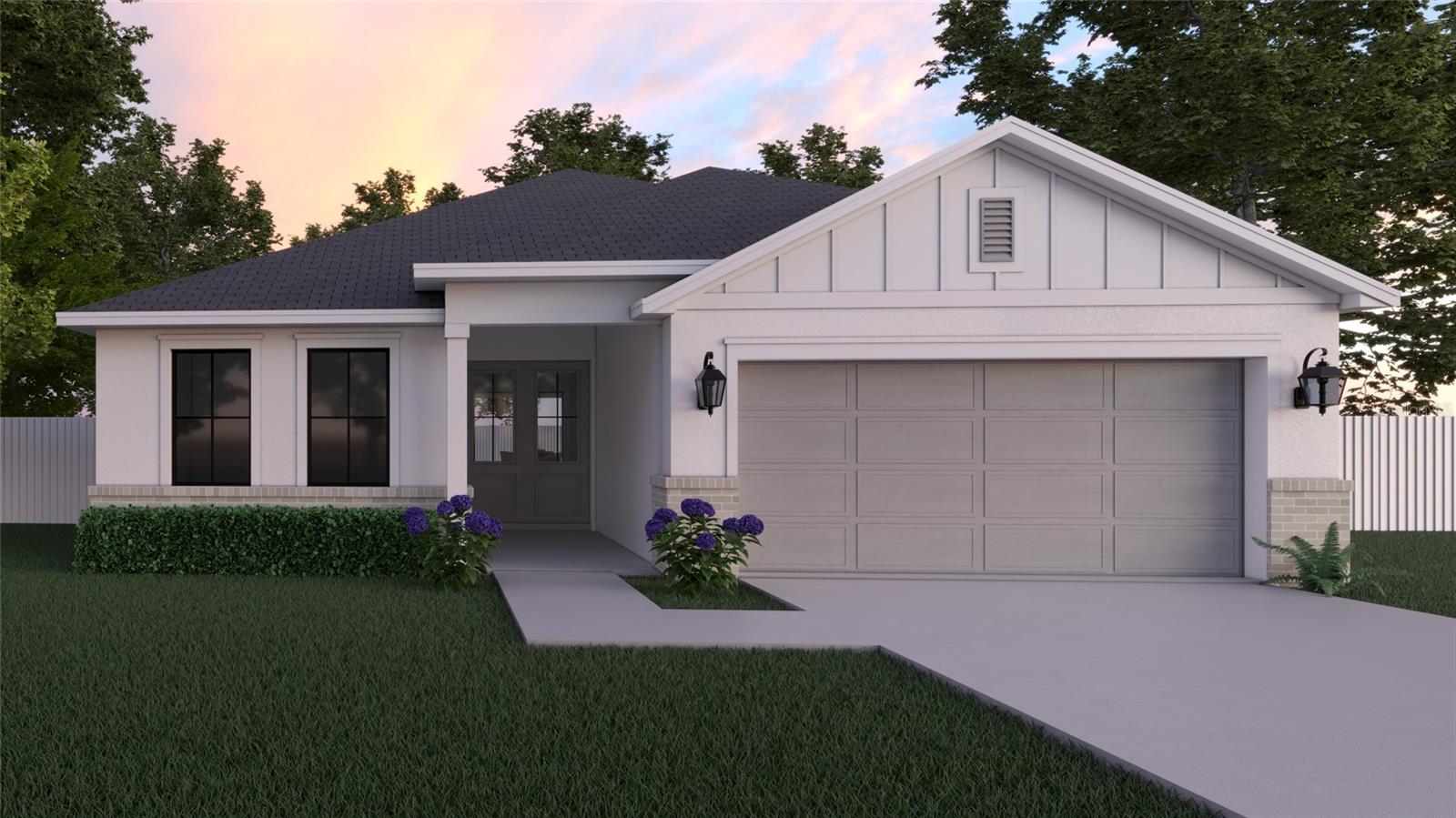Pre-Construction. To be built. Welcome to The Solace Floor plan, a beautifully crafted home from The Crown Collection, designed to combine luxury, functionality, and everyday comfort. From the moment you arrive, the impressive double-door entrance and soaring 11-foot ceilings create a bright, open atmosphere that continues throughout the home.

The expansive sliding glass doors flood the living spaces with natural light while seamlessly connecting indoor and outdoor living. At the heart of the home, the chef-inspired kitchen showcases a large entertainer's island and an innovative Everyday Living Station, complete with additional cabinetry, generous workspace, and conveniently placed outlets to keep small appliances tucked away and countertops organized.

A thoughtfully designed private guest suite with its own full bathroom offers the ideal space for extended family, multigenerational living, or visiting guests. Premium finishes throughout include luxury vinyl plank and tile flooring, elegant quartz countertops, and a complete Samsung appliance package, including the refrigerator, washer, and dryer.

The spacious owner's suite is designed as a private retreat, featuring a beautiful tray ceiling, a spa-inspired bathroom with a relaxing soaking tub, an oversized tiled walk-in shower, and an expansive walk-in closet.

Best of all, you'll enjoy no HOA.

*Photos shown are artist renderings and are for illustrative purposes only. Actual home features, finishes, colors, and specifications may vary.*