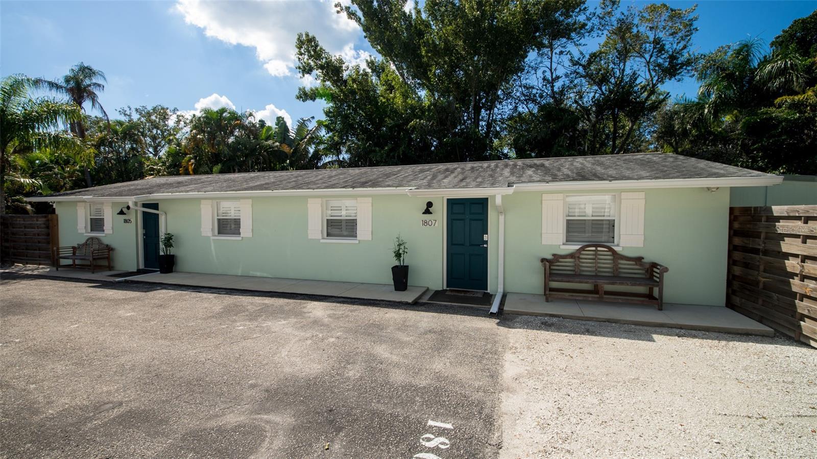 This beautiful rental property is located in the middle of Sarasota off Tamiami Trail. Walking distance to shopping and great restaurants. Close to Siesta Beach as well.  The property is zoned RSF3. Monthly rental, each two bedroom , 2 bath unit epitomizes coastal living at its best. The attention to detail is everywhere. All the conveniences are included with this turnkey investment property. Beautiful outside area to relax in. Completely fenced in back yard oasis, independent from each side. The photos lend a view of this beautiful property, but go look at it  you will immediately realize there is more to this great space. Located on the end of the street with no thru traffic makes this a perfect get away.