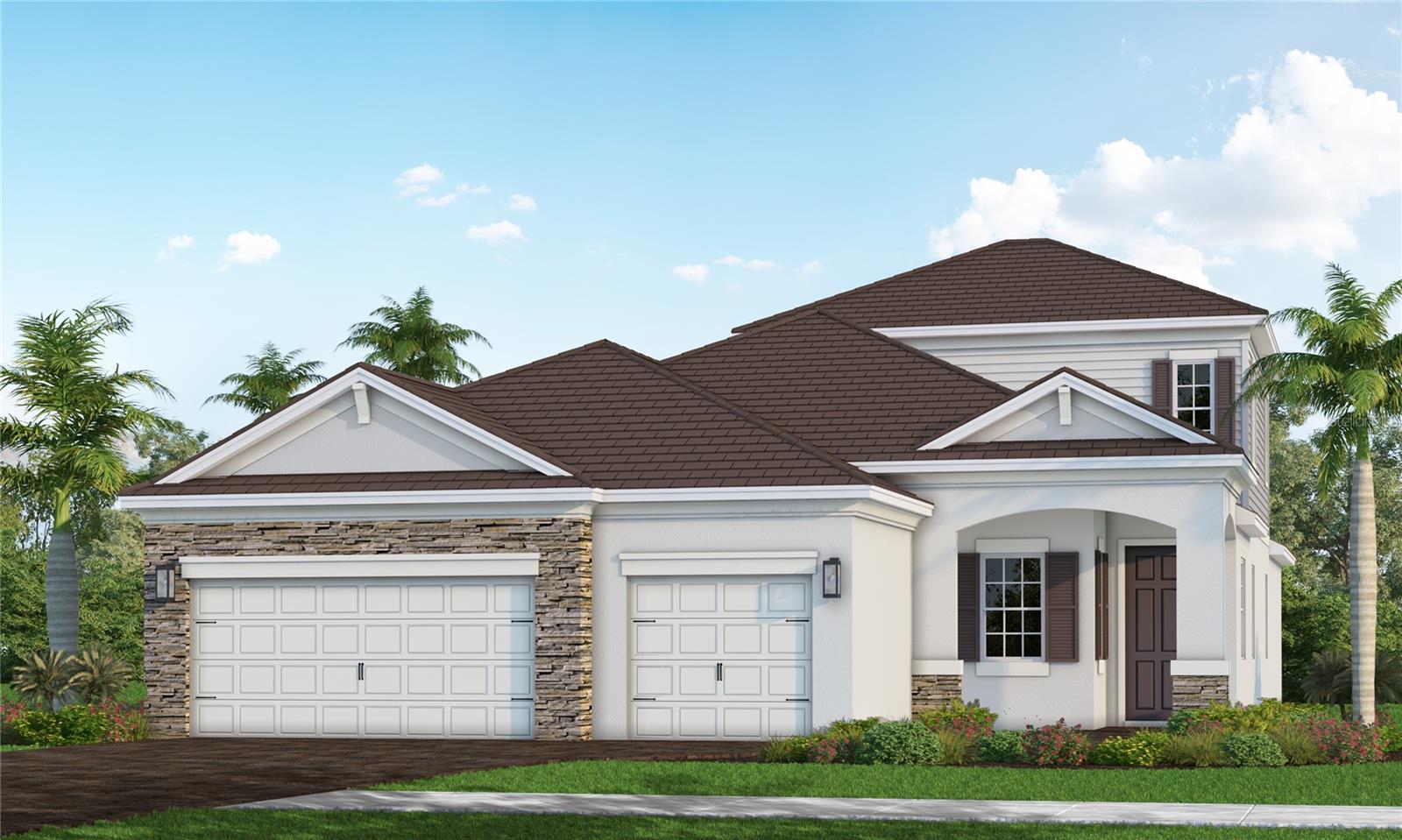 Under Construction. Experience Sarasota luxury in this highly sought-after Ocean Front two-story floor plan. This exceptional residence offers an east-facing backyard overlooking a beautifully landscaped park featuring walking trails, charming benches, and a picturesque pond, creating a tranquil setting to enjoy every day. Thoughtfully designed for both comfort and flexibility, the home features two spacious primary suites, a large den/flex room ideal for a home office, media room, or additional living space, and a three-car garage.

Inside, soaring 10-foot ceilings, impact-resistant windows, and wood-look tile flooring throughout create a bright, elegant atmosphere. The designer kitchen serves as the centerpiece of the home, showcasing premium finishes, abundant cabinetry, and an open-concept layout that flows seamlessly into the main living areas. High-end details are found throughout, reflecting quality craftsmanship and sophisticated style.

Step outside to your private outdoor retreat, complete with a pool and spa, perfect for relaxing, entertaining, and enjoying Florida's year-round sunshine. This distinctive home combines luxury, functionality, and an exceptional setting in one of Sarasota's most desirable communities.