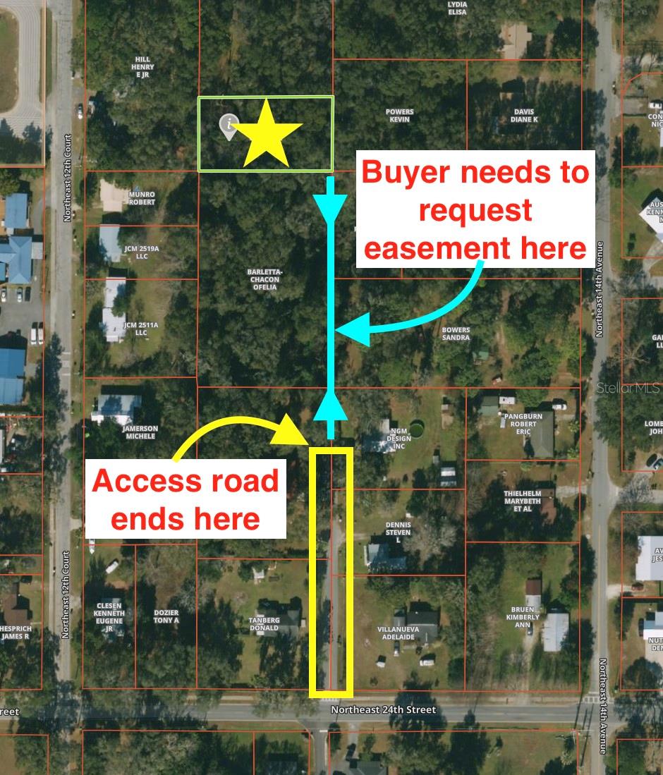 SELLER FINANCING AVAILABLE! This parcel of vacant land is 0.34 acres. Property is located in Ocala, FL in Marion County. Zoning is R-1A - you can build site built home or modular home. No mobile homes, no RVs. The land has restricted access (landlocked) as there is no road currently that provides direct access to the land. Buyer will need to request easement on south side of property from neighbor in order to build road and get access to the land. Price discounted to reflect this.