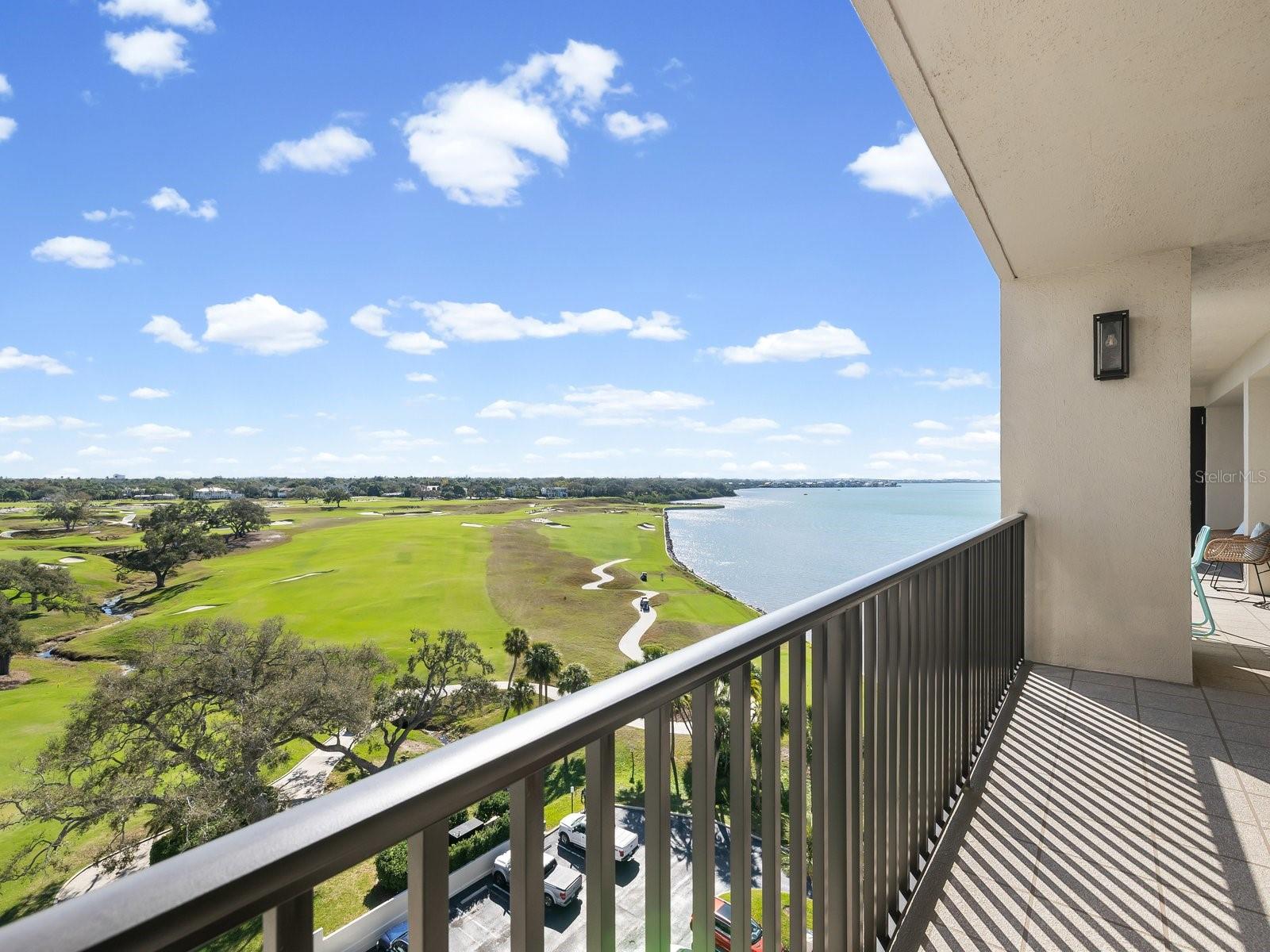 2-bedroom, 2-bath residence in Belleair offering 1,555 square feet with an expanded layout and unobstructed southwest-facing golf course and St. Josephs Sound views. Located on the 8th floor of South Garden Building 4, this penthouse-level residence includes approximately 150 additional square feet integrated into the main living area, creating a larger footprint than most units in the building. Its position within the southernmost building provides open sightlines without neighboring buildings interrupting the view corridor.

The open living and dining areas are oriented to maximize natural light and long-range water and fairway views, with direct access to a full-length balcony spanning the unit and accessible from the living room, dining area, and both bedrooms. The kitchen features quartz countertops, a quartzite island with concealed storage, and a layout suited for everyday living or entertaining. Both bathrooms were fully renovated in 2024 with high-end finishes, including Calacatta marble imported from Portugal in the primary bath and quartz surfaces in the guest bath. Offered furnished.

Monthly HOA of $1,346.30 includes 24-hour guard service, building insurance, cable, water, sewer, trash, exterior maintenance, grounds maintenance, repairs, pest control, pool maintenance, recreational facilities, on-site management, and reserves. One covered under-building parking space and a private storage closet approximately 4x8 are included. Leasing permitted after one year of ownership with a minimum one-year lease term. One pet permitted up to 25 pounds at adulthood.

Ownership provides immediate eligibility to apply for Belleair Country Club membership without the standard waiting period, subject to club approval. Members maintaining membership for five years may qualify for a 25% initiation fee rebate, and social memberships include two complimentary golf rounds monthly. Residents enjoy a gated and guarded setting, private South Garden pool access, and proximity to golf, marinas, dining, and Gulf beaches.