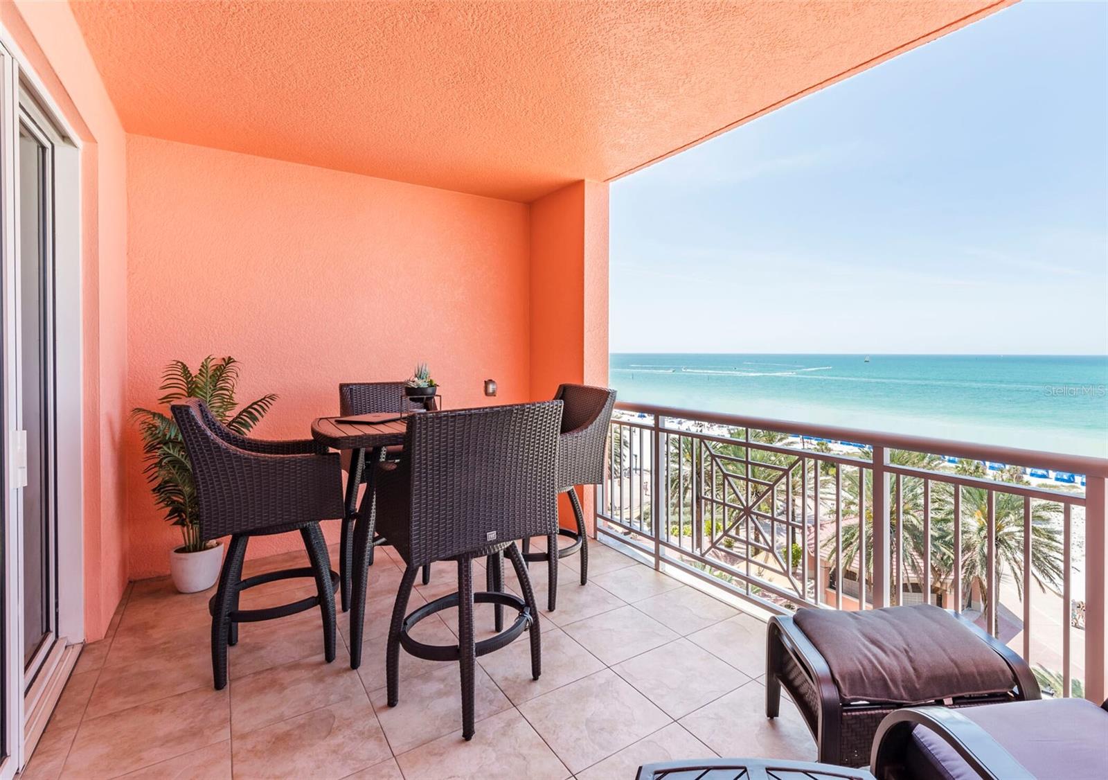 Rarely does a DIRECT GULF-FRONT CORNER UNIT come available! This Stunning light-filled 3 BR, 3.5 BA home boasts gorgeous views of the Gulf, with its white sand and the sparkling blue water, as well as of the promenade, palm trees, colorful cabanas and breathtaking sunsets, reminiscent of the French Riviera.
 *** 
Enjoy the utmost privacy - the residence is Accessible via a PRIVATE ELEVATOR from the secured garage.
 *** 
Perched JUST BELOW PENTHOUSE level, this rare corner unit is situated within the renowned 5-star Hyatt Regency Resort & Spa which offers unparalleled access to Clearwater Beach and the Beach Walk promenade. 
 *** 
Savor a plethora of Luxurious HYATT RESORT AMENITIES, all at your service! Amenities include maid and room services, concierge, valet parking, dry cleaning, restaurants & bar, pool, fitness center, SANDAVA SPA, Camp Hyatt, beach cabanas, and more. Magical worry-free living is available to you at the Aqualea.
 *** 
The turnkey unit includes high end FURNITURE, linens, artwork, top-of-the-line STAINLESS STEEL appliances, custom solid wood cabinetry, a wet bar with wine refrigerator, as well as a warming drawer and garbage disposal.
 *** 
This gorgeous residence features HIGH RAISED CEILINGS with dimming lights in all three EN SUITE bedrooms and ample cabinetry in the laundry room. Master bathroom includes a sauna spa shower stall and a freestanding soaking bathtub. The condo comes with a $100,000 pre-wired built-in stereo & network system.
 *** 
Private AIR-CONDITIONED STORAGE unit on the third floor. TWO PARKING SPACES in the gated owners-garage are included, which is very rare on the beach.
 *** 
Experience luxury living at its finest! Schedule your private viewing today, to see your new home. Bedroom Closet Type: Walk-in Closet (Primary Bedroom).