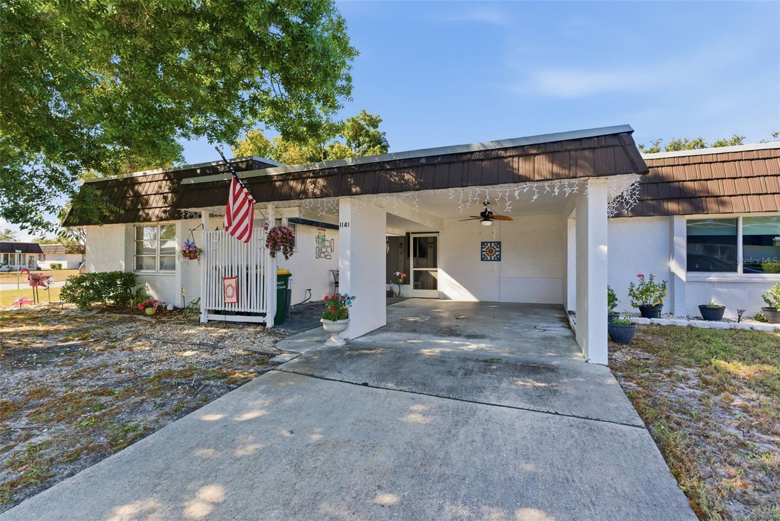 SELLER CONCESSION**  SELLER IS OFFERING 1K TOWARDS CLOSING COSTS IF BUYER USES PREFERRED LENDER. As you step into 1141 Merle Way, you’re welcomed into a bright and comfortable living space designed for easy everyday living. The home has been thoughtfully maintained and updated, with fresh interior paint completed in 2021, giving it a clean and inviting feel throughout.

The layout flows effortlessly from the living room into the kitchen and dining area, creating a functional and open atmosphere. The kitchen has been upgraded with new cabinetry and Formica countertops that were redesigned and shortened to improve both movement and usability. Brand-new LG fluorescent lighting enhances the space, making it bright and practical for daily cooking and entertaining. Automatic shades in the living room, kitchen, dining area, and bedroom provide added convenience and light control at the touch of a button.

Moving through the home, you’ll find a comfortable bedroom with new blinds installed in 2025, providing privacy and a fresh, updated look. The bathroom has been thoughtfully renovated to include a walk-in sit-in tub, offering both comfort and accessibility. Hurricane-rated doors add peace of mind, while a sensor light outside enhances safety and security.

Recent upgrades continue outside the home, including new gutters installed in 2025. The property is located in a welcoming 55+ community known for its friendly atmosphere and well-maintained amenities. Residents enjoy access to a clubhouse, workout center, pool, and outdoor shower, as well as nearby nature trails and close proximity to three golf courses. With easy access to Honore Avenue via 17th Street, the location provides a perfect balance of tranquility and convenience. HOA INCLUDES exterior maintenance, water, sewer, cable, and amenities

This home offers a comfortable, low-maintenance lifestyle, ideal for those looking to enjoy Sarasota living with ease.