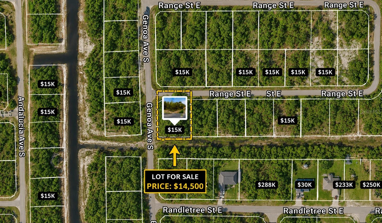 Wonderful corner lot offering southern exposure and fantastic sunsets! This oversized property is approximately 100 feet wide by 125 feet deep, totaling 12,832 square feet, giving you plenty of options for the home of your dreams. Beautiful new homes are being built all around the area, making this a fantastic investment opportunity and an ideal place to build. The lot also sits along a very small water canal, providing extra backyard space and added privacy. If you need assistance with building, we are here to help guide you through the process from start to finish. Don’t miss out on this incredible value and opportunity!