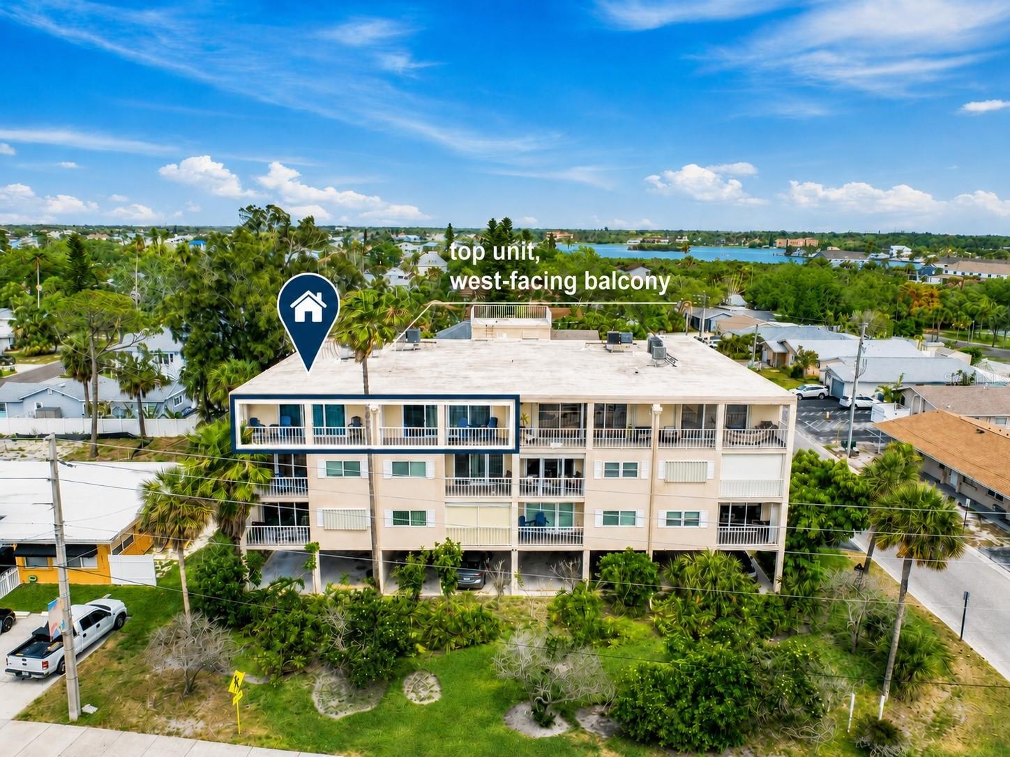 RARE OVERSIZED PENTHOUSE CONDO | FULLY FURNISHED TURN-KEY | SHORT-TERM RENTALS ALLOWED | PET FRIENDLY.
Coastal living meets investment opportunity in this RARE top-floor 3 bedroom, 2 bathroom condo offering over 2,200 square feet of living space in the heart of Indian Rocks Beach. Perfectly positioned just steps from the sand with DIRECT BEACH ACCESS across the street, this spacious residence is currently a successful income-producing Airbnb and offers the ideal blend of personal beach retreat and investment property.

Inside, you’ll find an expansive open-concept layout designed for gathering and entertaining, featuring an oversized living and dining area that flows seamlessly to the 47 ft LARGE BALCONY, where you can enjoy beautiful Gulf views and coastal breezes. The kitchen offers abundant cabinetry, ample counter space, and a huge pantry for exceptional storage.

The OVERSIZED PRIMARY SUITE offers room for a sitting area or coffee bar, along with a remodeled ensuite bath, linen storage, and a spacious walk-in closet. The second & third bedrooms are spacious and comfortably accommodate family and guests, making this condo ideal for large groups and vacation rentals alike.

Additional highlights include a fully stocked storage closet with all the beach necessities, in-unit laundry with FULL-SIZE WASHER & DRYER, TWO ASSIGNED UNDER-BUILDING PARKING SPACES, and plenty of storage throughout. Whether you are looking for a full-time residence, vacation getaway, or turnkey investment property, this condo checks every box.

Enjoy the laid-back beach lifestyle with restaurants, shops, entertainment, and the sandy shores of Indian Rocks Beach just moments away. Opportunities to own a condo of this size in such a prime beach location are rare!