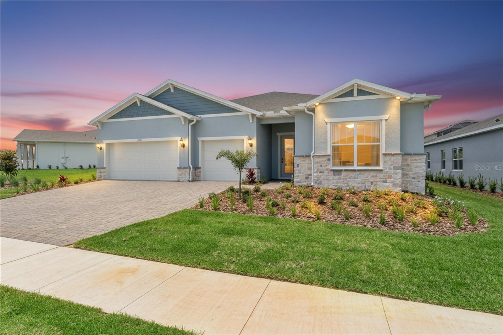BRAND NEW CONSTRUCTION! Why wait to build??? Welcome to this highly desirable NEVER LIVED IN, RENOWN floor plan located in the sought-after 55+ community of Del Webb in Minneola. ALL builder warranties are TRANSFERRABLE to the new buyer! This beautifully upgraded home offers 3 bedrooms, 3.5 bathrooms, and a dedicated office with a spacious and functional layout designed for both everyday living and entertaining. The gourmet kitchen feautures a GAS COOKTOP, under cabinet lighting, gorgeous quartz countertops, and a timeless backsplash. Situated in a natural gas community with an impressive clubhouse and resort-style amenities, this home features upgraded flooring throughout, a spa-like primary bathroom, and an incredible outdoor kitchen with screened lanai designed for true Florida living. The fully equipped outdoor kitchen creates the perfect space for entertaining guests, hosting dinners, or simply relaxing year-round in your private outdoor retreat. The open-concept design flows seamlessly and all appliances are included, making this home truly move-in ready. Plenty of room in backyard for a private pool. Enjoy the lifestyle Del Webb is known for while being conveniently close to shopping, dining, local hospitals, the Turnpike, and Central Florida attractions. The stunning 17,500 Square Foot Clubhouse and Amenity Center will have something for Everyone! Resort Style Pool, Pickleball, Tennis, Event Lawn, Fitness Center, Game Room PLUS Indoor/ Outdoor Bar and Grill! HOA also INCLUDES: Monthly yard Maintenance, Mulch Installaiton, Irrigation System Maintenace, 1 Gig High Speed Internet & 75 Streaming Channels. Close to the Turnpike and 429, NEW AdventHealth Hospital and Countless MEDICAL Facilities! So close to the NEW Crooked Can Brewery with 40,000 sq ft including Dining and Entertainment.