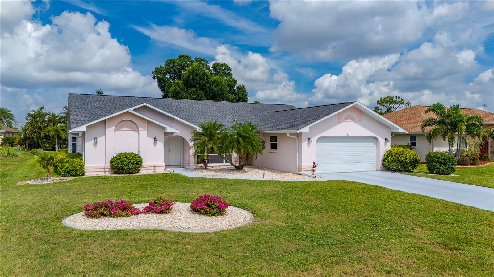 Pridefullly cared for owner occupied home, located in Deep Creek Section23. 3BR/2.5 BTH/2 CG, with Screen enclosed pool; Cul de Sac street; Split floor plan design; Newer roof (2020); Pool heater installed in 2021; Low-E impact windows installed in the family room and side garage window in 2019. Accordion shutters for front covered entry. Nicely landscaped with custom landscape curbing. Great news, this home is located in the desireable "X" flood zone! Greenbelts located behind homes for extra space and privacy. Conveniently located for sports activities, beaches, boating, schools, shopping, restaurants, medical, airports, and more!