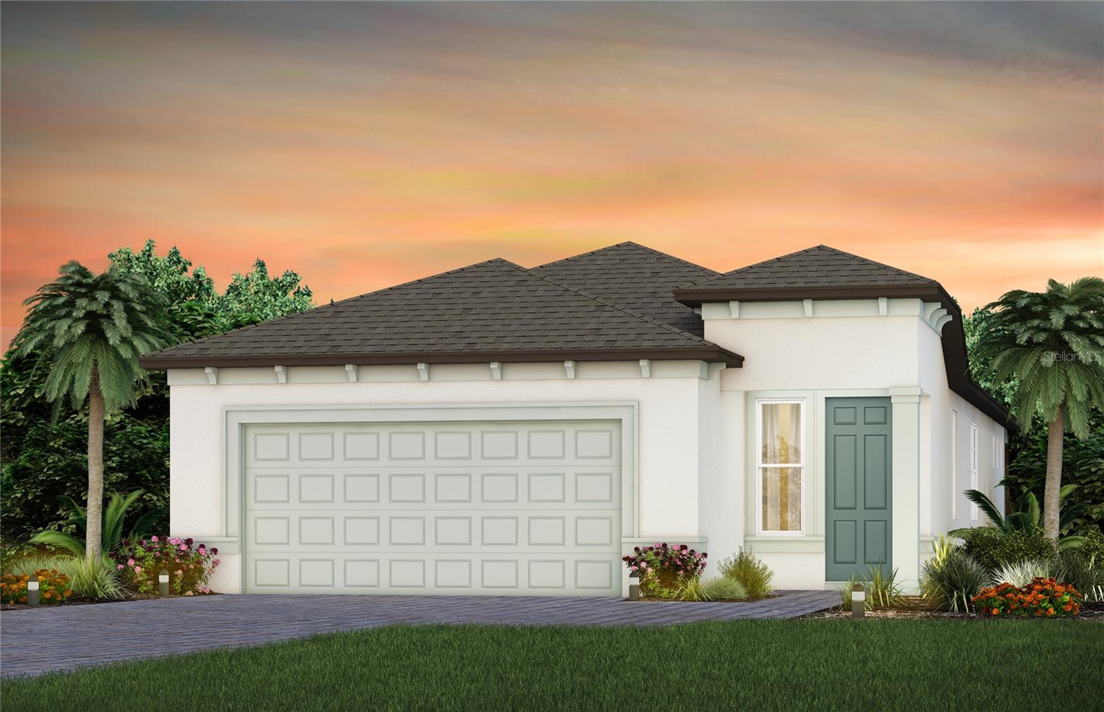 Under Construction. Experience a new level of retirement living at Del Webb Sunchase in Parrish, FL. Picture a meticulously designed, resort-style residence with state-of-the-art amenities and engaging social spaces where lifelong connections are made. You’ll enjoy close proximity to world-class beaches, easy access to Lakewood Ranch, Sarasota, St Pete and Tampa, lush landscapes, and convenient living all in one. 
With two bedrooms, two baths, and a versatile enclosed flex room, the Hallmark home design delivers an open, consumer-inspired single-story layout paired with the upgraded finishes today’s buyers desire. Thoughtfully designed for comfort and functionality, you’ll appreciate the seamless flow between the main living spaces, enhanced by stylish finishes and a pocket sliding glass door that opens to a covered extended patio with screened enclosure—perfect for enjoying Florida living year-round.  The 2-car garage with epoxy flooring.
The designer kitchen serves as the heart of the home, showcasing a spacious center island, white cabinetry, elegant 3cm quartz countertops, and 3”x6” subway tiled backsplash. A large single-bowl sink with upgraded faucet and a full suite of stainless-steel Whirlpool appliances— built-in oven and microwave, stovetop with range hood, refrigerator and dishwasher - complete this beautiful culinary space.
Bathrooms continue the refined aesthetic with white cabinetry and 3cm quartz countertops throughout. Tucked away at the rear of the home, the private Owner’s Suite offers a peaceful retreat featuring a walk-in closet, and a spa-inspired Owner’s Bath with generous vanity, dual sinks, and walk-in shower with heavy glass door.
There is luxury vinyl plank flooring in the main living areas, 18”x18” tile floor in the bathrooms, and laundry room, while lush, stain resistant carpeting flows throughout the bedrooms, adding comfort and warmth.
Additional features and upgrades include LED downlights in the gathering room, utility sink in the laundry room, faux wood blinds and a Smart Home technology package complete with video doorbell—bringing together style, convenience, and peace of mind in one exceptional home.
Enjoy peace of mind with Pulte’s transferable, 10-year Limited Structural Warranty that covers materials and workmanship in the 1st year, workability of plumbing, electrical, HVAC, and other mechanical systems through the 2nd year, various types of water infiltration and internal leaks through the 5th year, and the structural integrity of the home through the 10th year. Plus, we’re currently offering limited-time incentives and below-market rates!