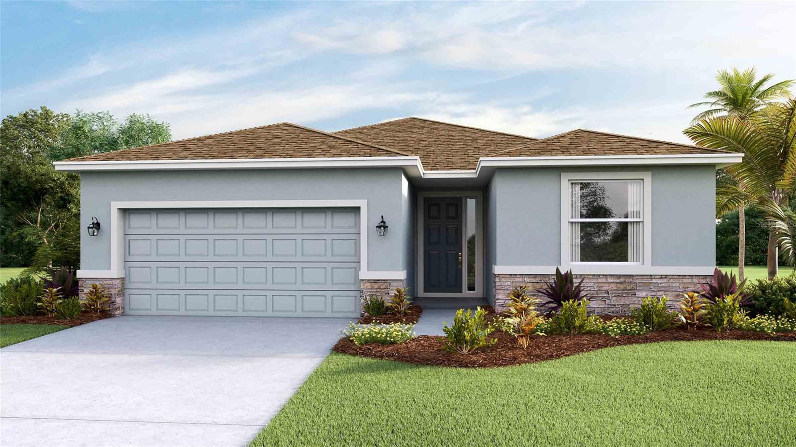 Under Construction. This one-story, all concrete block constructed home has an open concept floor plan, featuring a spacious kitchen overlooking large living and dining areas that flow out to a covered lanai, a perfect place to relax or dine al fresco. At the front of the home, you will find two bedrooms that share a full bath, a laundry room off the garage, a fourth bedroom that is an optional den, and a powder bath. The Bedroom 1 which includes Bathroom 1, is located at the back of the home for optimum privacy. This home comes with installed stainless-steel dishwasher, range, and microwave. Pictures, photographs, colors, features, and sizes are for illustration purposes only and will vary from the homes as built. Home and community information including pricing, included features, terms, availability and amenities are subject to change and prior sale at any time without notice or obligation.