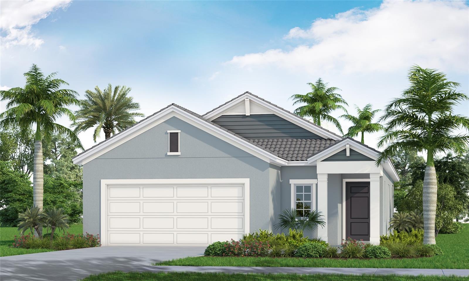 Under Construction. This cozy 3-bedroom, 2-bath Valiant floor plan is perfectly situated on a desirable corner lot in Sarasota County. Featuring inviting studio-inspired design and an open-concept layout, this home is filled with warmth, style, and natural light. Western-facing backyard sunsets paint the sky with vibrant color, streaming through the extended lanai, triple sliding glass doors, and into the seamless great room, café, and kitchen. A private, tree-lined backdrop creates a peaceful setting while beautifully complementing the elegant off-white cabinetry.

The thoughtfully designed kitchen blends modern sophistication with timeless comfort, featuring ethereal white quartz countertops, black hardware and faucet, stainless steel appliances, and abundant cabinetry that offers both beauty and functionality.