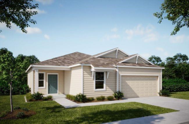 Pre-Construction. To be built. The Ashton in Oakhaven Walk blends modern style with exceptional functionality in an intimate enclave of just 18 homesites. Walking trails and a peaceful setting create a welcoming atmosphere, while the location places you 3.9 miles from Tioga Town Center and provides convenient access to the University of Florida, downtown Gainesville, and Celebration Pointe.

A charming covered front porch welcomes you inside, where 9 foot ceilings and luxury vinyl flooring throughout create a bright, open feel from the moment you enter. Just off the foyer, a versatile flex space provides endless possibilities for a home office, hobby room, or additional living area.

The spacious great room is enhanced by six additional LED lights and flows seamlessly into the kitchen, creating an ideal space for everyday living and entertaining. A large center island anchors the kitchen, complemented by granite countertops, stainless steel appliances, and abundant workspace. Just beyond, the dining area opens to a spacious 14 foot by 11 foot patio, extending the living space outdoors.

The split bedroom layout provides added privacy, with the owner's suite tucked away from the two secondary bedrooms. The private bath features a tiled shower, dual granite vanities, and a generous walk in closet. A conveniently located laundry room provides additional storage and organization while serving as a practical drop zone from the spacious 3 car garage.

Professionally designed landscaping with an irrigation system enhances the home's curb appeal, while a built in Smart Home Package featuring a Ring Video Doorbell, Smart Thermostat, Keyless Entry Smart Door Lock, and Deako Switches adds convenience, security, and modern everyday living. Complete with a full builder warranty, the Ashton is ready to be yours. Schedule your private tour today and experience everything this exceptional home has to showcase.