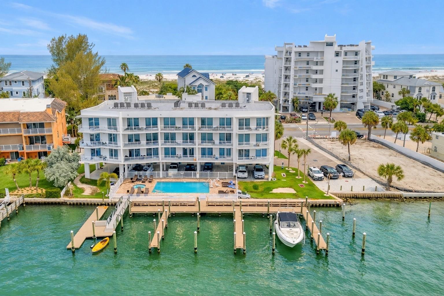 **** Oceana Condo Hotel **** Treasure Island’s Premier Income Producer Completed in 2018, Oceana East showcases contemporary coastal architecture with clean lines, elevated construction, expansive balconies, and modern engineering designed for today's coastal lifestyle. A perfect blend of luxury, comfort, and peace of mind in one of the area's newest waterfront developments. Well-managed with professional on-site management. Beautifully appointed CONDO/HOTEL vacation retreat and an exceptional income-producing investment. Unit is sold Fully furnished and turnkey. The open-concept floor plan is filled with natural light and features, a beautifully designed kitchen with granite countertops, stainless steel appliances, stylish cabinetry, and an in-unit washer/dryer. A spacious living area opens to a private balcony with wide open views of the Intracoastal waterway. Oceana is pet friendly (2 pets). The Primary suite offers a king bed and balcony entry; guest room offers a queen bed and living area pull-out sofa sleeper. (Unit sleeps a total of 6) Also included is an in-unit Owner-Closet. Assigned parking number 202. Owners and Guest at Oceana East enjoy resort-style amenities, including a heated waterfront pool and spa, private boat slips (subject to availability), a fishing dock, kayak and paddleboard launch, and beautifully maintained grounds. As an added bonus, residents enjoy access to the exclusive amenities at Oceana West, featuring direct Gulf beach access, a Gulf-front heated pool and spa, and a rooftop sunset deck with panoramic Gulf views. This unit has a very high occupancy rate providing a steady flow of generated income. SHOWINGS AVAILABLE BETWEEN GUEST CHECK-INS'. UNIT 202E consistently delivered outstanding rental income with 2025 gross revenue of $68,679, 2024 gross revenue of $70,782, and $41,024 generated through the end of May 2026, with June income still to be added. High occupancy and repeat guests make this an outstanding investment.
Best Value on Treasure Island (203E also available)