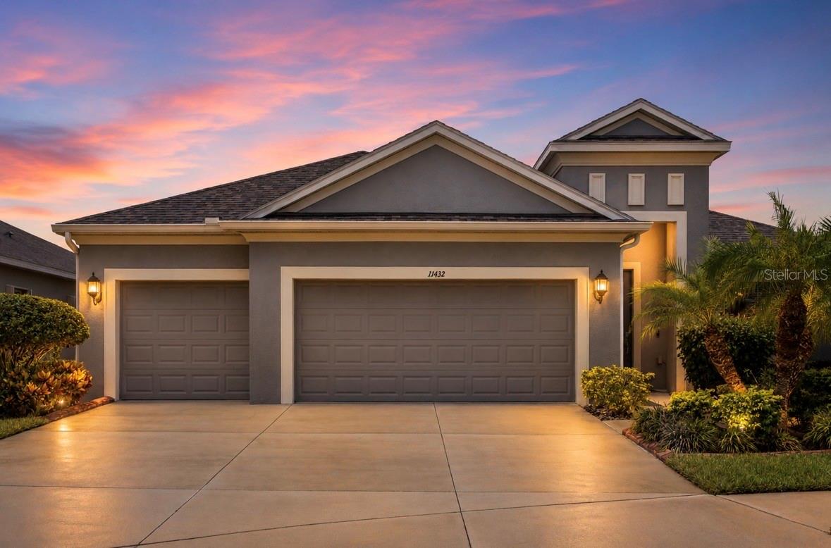 Welcome to 11432 Drifting Leaf Drive in the gated Reserve at South Fork! This beautifully maintained 4-bedroom, 3-bathroom home with a dedicated office/den and 3-car garage offers the perfect blend of luxury and functionality. The open-concept floor plan features ceramic tile flooring throughout the main living areas and a gourmet kitchen with new appliances and  a reverse osmosis drinking water system overlooking the spacious living room. Step outside to your private backyard oasis complete with an outdoor kitchen, a sparkling pool and spa, new pool heater, new pool pump, and peaceful pond views. Additional upgrades include a new high-efficiency two-stage Rheem A/C system, offering year-round comfort and energy efficiency. Conveniently located near shopping, dining, schools, and major highways, this home offers resort-style living in one of South Fork's most desirable gated communities.