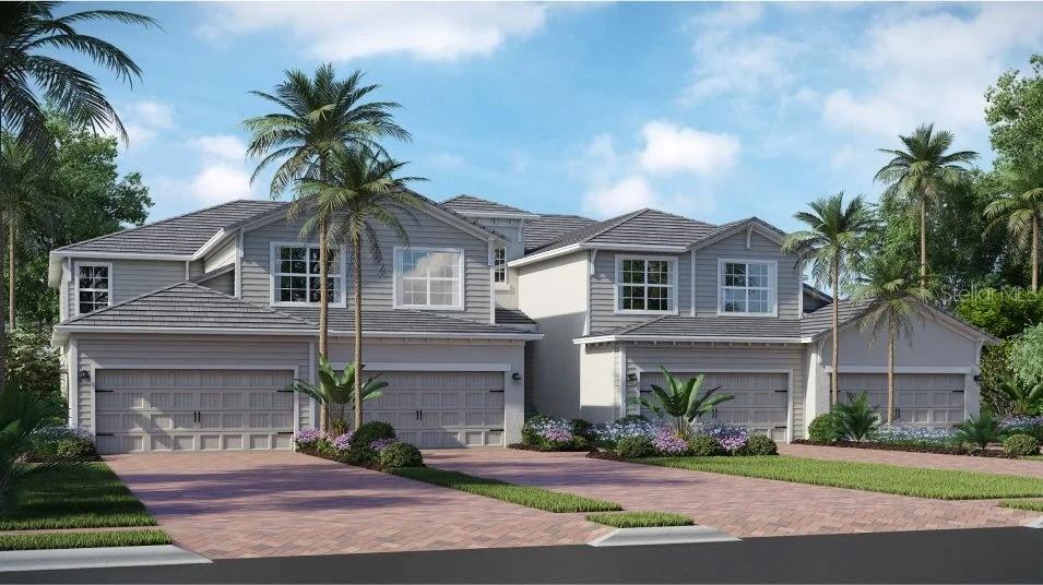 Under Construction. This home comes with a bundled social membership to the club — an exceptional value woven right into your purchase. From the moment you arrive, you're not just a resident; you're a member. This stunning 1,741-square-foot single-story coach home offers a modern open layout that seamlessly connects the dining room, kitchen and living room, extending to a covered outdoor lanai perfect for entertaining. The chef-inspired kitchen shines with all-new stainless steel appliances, quartz countertops with a 4-inch backsplash and designer cabinetry, creating a stylish and functional space. Retreat to the owner’s suite tucked toward the back of the home, featuring a spa-like bathroom with quartz vanity tops and a walk-in shower with clear glass enclosure. Two secondary bedrooms near the entrance provide versatile living options. The spacious two-car garage includes a keyless entry pad and hurricane-rated door, offering ample storage and security. Equipped with smart home technology like a Ring Video Doorbell Pro and Honeywell smart thermostat, this home blends comfort with efficiency. With its thoughtful design and sought-after features, this home is sure to move quickly—don’t miss your chance to make it yours! Prices, dimensions and features may vary and are subject to change. Photos are for illustrative purposes only. Estimated delivery date is Oct/Nov 2026.