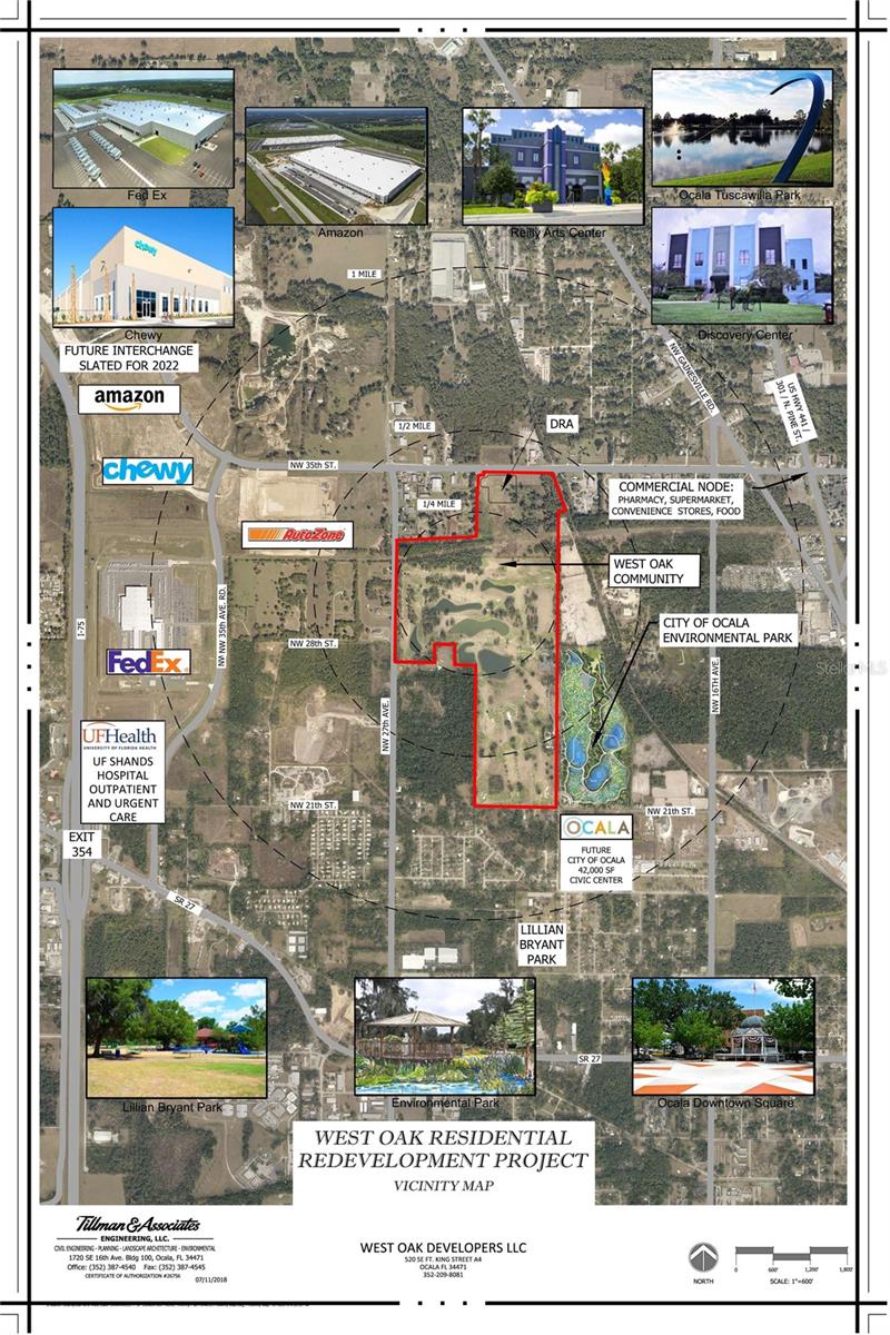 This 2.83-acre Opportunity Zone site is located at the main entrance to the 2300-unit West Oak Village Planned Development in Ocala, FL. It is approved for 25,000 square feet of commercial space. The site is pad-ready with all utilities to the boundary. 
The West Oak community is a 217-acre community consisting of 1,842 apartments and 458 single-family homes.  All are workforce & market-rate residences. It is located 1 mile from the existing Hwy 27 I-75 interchange, and the 500-acre Ocala Marion County Commerce Park. The site is also 1 mile from the new second I-75 interchange featuring Buc-ee's. 
West Oak is bounded on the north by NW 35th Street & to the south by NW  21st Street. NW 27th Avenue is the western boundary. It is within a mile of I-75 to the west and 441 to the east. Also within 1 mile is the Ocala/Marion County Commerce Park. This 489-acre commerce park, which parallels and abuts I-75, is now home to four Fortune 500 companies, namely FedEx, AutoZone, Chewy & Amazon. Combined, these companies occupy 2,600,000 sqft of distribution & order fulfillment facilities. Another 2,500,000 sqft of distribution is in the final stages of completion. These facilities will create 4,000+ jobs. Significant capacity remains.