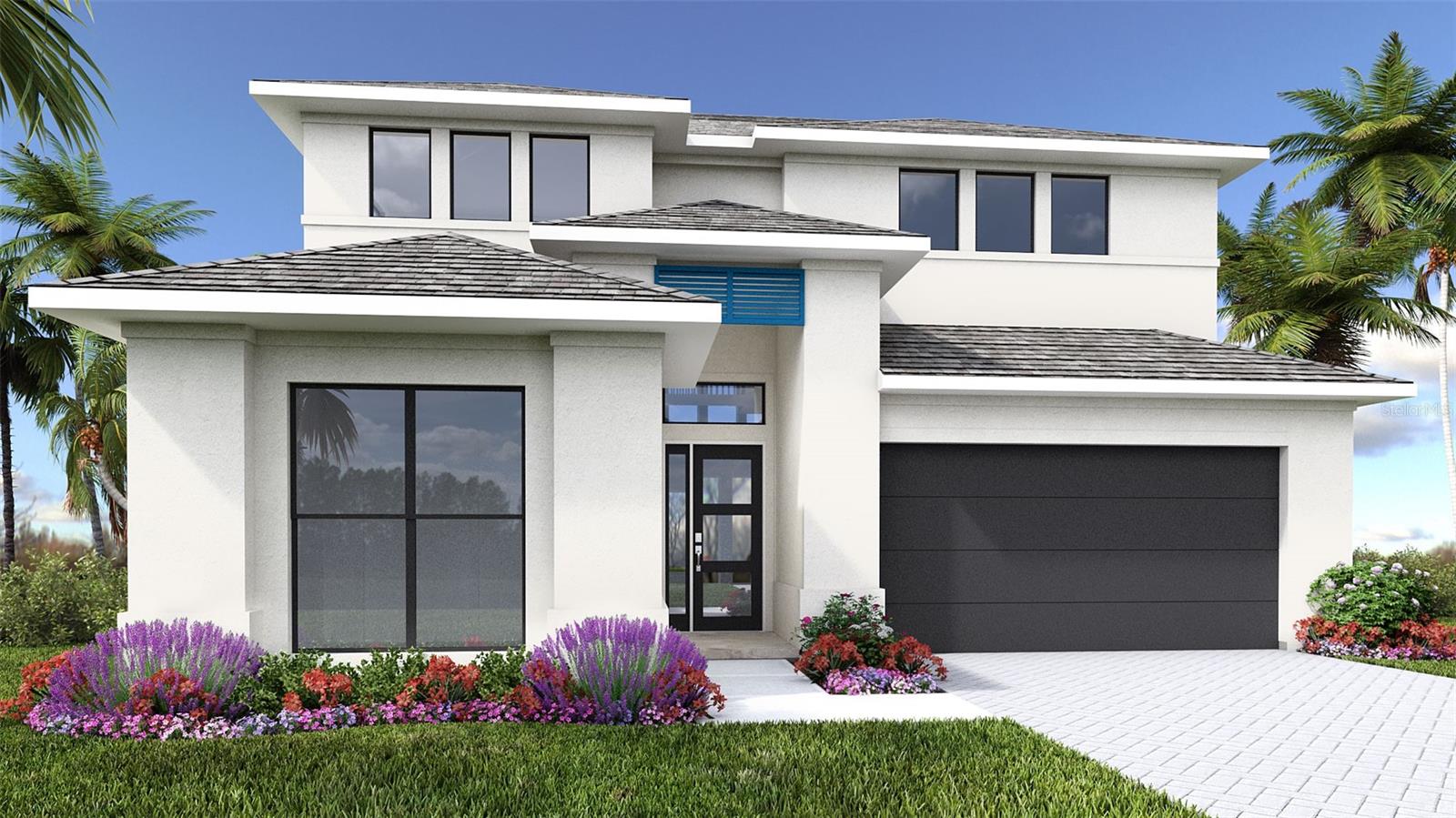 Under Construction. Welcoming entryway is embraced by a private guest suite with a full bathroom and a home office with French doors. As you enter the kitchen, you will see a large island with built-in seating space and a corner walk-in pantry. The dining area is embraced by a corner of windows. The family room boasts ample natural light from sliding glass doors that lead to the extended covered lanai. The primary bedroom hosts three large windows. Double doors lead into the primary bathroom, which features dual vanities, a freestanding tub, glass enclosed shower, and an oversized walk-in closet. Upstairs, you are greeted by a game room that overlooks the family room below. Two secondary bedrooms with additional storage and a full bathroom complete the second level. The laundry room is located off the family room. Two-car garage.