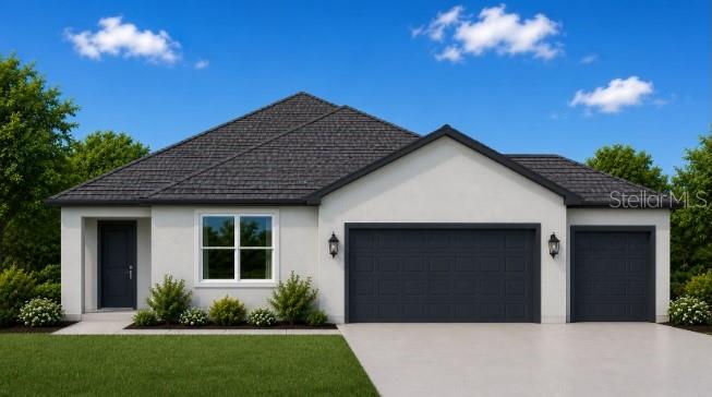 Under Construction. This stunning new construction home perfectly combines modern style, comfort, and functionality. Built with durable block and stucco construction, this thoughtfully designed open-concept floor plan gives you the flexibility to design your home to fit your needs. Offering the ability to configure 4–5 bedrooms with 2 bathrooms and a 3 car garage, and 2,067 sq. ft. of living space, this home is truly made to fit your lifestyle.  The additional office can provide remote professionals in need of a dedicated workspace or private retreat or serve as a 5th bedroom for extended family members, college students returning home, or live-in caregivers.  Inside, elegant Shaker-style cabinetry and beautiful Calacutta quartz countertops create a sophisticated kitchen atmosphere, while luxury vinyl plank flooring flows throughout the home for a seamless blend of durability and style.  The premium stainless-steel appliance package is INCLUDED and features:
• 24.3 cu. ft. side-by-side refrigerator with built-in ice maker
• 30-inch smooth-top electric range
• 1.6 cu. ft. over-the-range microwave
• Dishwasher
For added peace of mind, your new home also includes a 2-10 Builder’s Warranty.