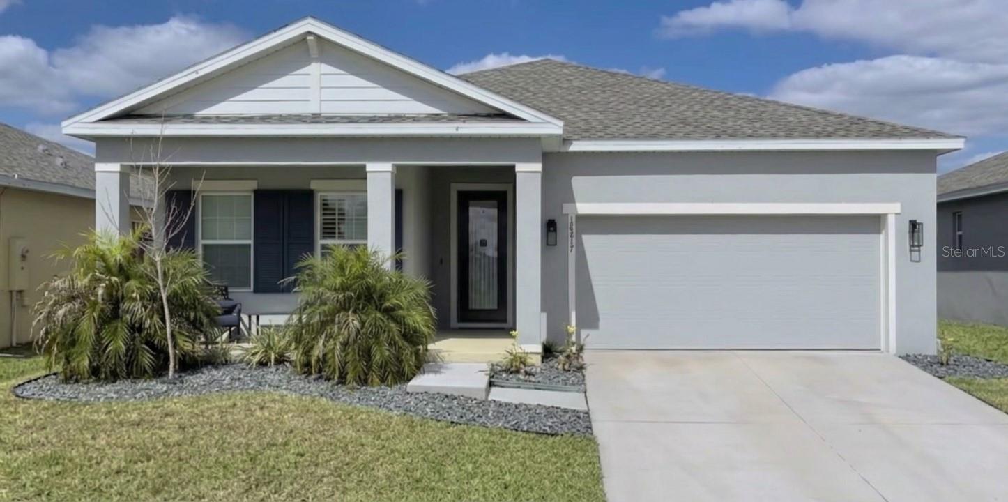 Walk into this beautiful 3-bedroom, 2-bathroom home featuring a spacious open floor plan and numerous upgrades throughout. As you step through the foyer, you'll find a secondary bedroom and a convenient full bath to your left, along with a versatile flex room that can serve as a study, game room, or easily be converted into a fourth bedroom. To the right, you'll find access to the 2-car garage, laundry room, and third bedroom.

Continue into the expansive great room, dining area, kitchen, and breakfast area, all designed for comfortable everyday living and entertaining. The kitchen boasts 42-inch cabinets, a large walk-in pantry, a spacious center island that doubles as a breakfast bar, and includes a stove, dishwasher, disposal, and plenty of storage space.

The private Owner's Suite is tucked away for added privacy and features an en-suite bath with dual sinks, a walk-in shower, separate water closet, and a spacious walk-in closet.

One of the home's standout features is the extended living room, providing even more space for gathering with family and friends. Outside, enjoy the wonderful enlarged front patio, the perfect spot to relax in the evening, unwind with a cool drink, and enjoy the neighborhood atmosphere. A covered rear patio off the breakfast area extends your living space outdoors, offering the ideal setting for morning coffee, peaceful relaxation, or weekend cookouts with guests. The fully fenced backyard provides privacy and a secure space for pets and outdoor entertaining.  Throughout the home, you'll appreciate the elegant plantation shutters, adding timeless style, privacy, and light control to the living spaces.

This thoughtfully designed home offers the perfect combination of comfort, functionality, and flexible living space, making it ideal for families, entertaining, or simply enjoying the Florida lifestyle.