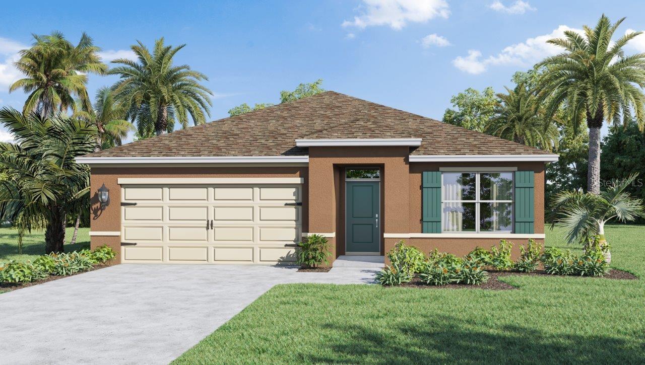 Under Construction. The Aria is one of our one-story floorplans featured in Hamilton Bluff in Haines City, Florida. With multiple exteriors to choose from, the Aria is a popular home.

Inside this 3-bedroom, 2-bathroom home, you’ll find 1,672 square feet of comfortable living. This all-concrete block constructed, one-story layout optimizes living space with an open concept kitchen overlooking the living area, dining room, and covered lanai.

Entertaining is a breeze, as this popular single-family home features a living and dining in the heart of the home, with covered lanai just steps away in your backyard. The spacious kitchen features stainless steel appliances, a convenient island, and walk-in pantry with ample storage.

In every bedroom you’ll have carpeted floors and a closet in each room. Whether these rooms become bedrooms, office spaces, or other bonus rooms, there is sure to be comfort.

The primary bedroom located in the rear of the home has its own attached bathroom that features a walk-in closet and all the space you need to get ready in the morning. Sharing a sink isn’t a worry with the double vanity. Two additional bedrooms share a second bathroom. This home also features a nice laundry room space with privacy doors and a two-car garage for parking or storage.

Like all homes in Hamilton Bluff, the Aria includes smart home technology, which allows you to control your home anytime with your smart device while near or away.

*Photos are of similar model but not that of the exact house. Pictures, photographs, colors, features, and sizes are for illustration purposes only and will vary from the homes as built. Home and community information including pricing, included features, terms, availability, and amenities are subject to change and prior sale at any time without notice or obligation. Please note that no representations or warranties are made regarding school districts or school assignments; you should conduct your own investigation regarding current and future schools and school boundaries.*