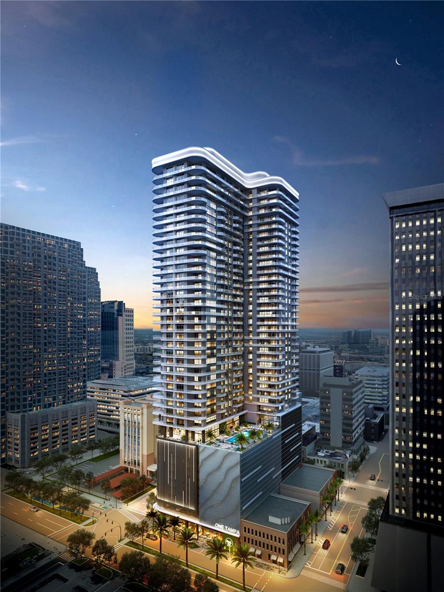 Pre-Construction. To be built. Under construction. The developers of Hyde Park House are bringing the newest luxury living highrise to downtown Tampa, welcome ONE Tampa! With refined contemporary architecture, elegantly finished residences, and extraordinary resort-style amenities, ONE Tampa’s soaring 42-story tower is an icon in the city skyline offering a lifestyle of unparalleled luxury. Its prime downtown location, just one block from the Tampa Riverwalk and next to Curtis Hixon Waterfront Park, ensures unmatched access to an exciting range of shopping, dining, cultural attractions, and outdoor activities. Located on the northwest corner of the tower, Residence A overlooks Curtis Hixon Waterfront Park and enjoys marvelous sunset views. With two terraces – one off the great room that is ideal for outdoor dining and a second off the two guest suites – this residence provides a lovely indoor-outdoor lifestyle. Floor-to-ceiling windows wrap the spacious open-plan great room and kitchen, suffusing it with natural light throughout the day. The owner’s suite, which features two walk-in closets and an en-suite bathroom with both a shower and a separate deep soaking tub, opens directly to the terrace through sliding glass doors. ONE Tampa provides residents with exclusive access to a host of indoor and outdoor amenities and services that elevate everyday living into something effortlessly enjoyable. From the moment of arrival in ONE Tampa’s chic, fully staffed lobby, residents enjoy flawless personal services as well an exclusive collection of amenities. Set at the 11th and 12th floors and overlooking two parks, indoor and outdoor amenities for health, wellness, socializing, and relaxation include a resort-style pool terrace, an extensive clubhouse, a state-of-the-art fitness center, and a well-equipped business lounge featuring inspiring work from home spaces.

3 BEDROOMS | 3.5 BATHROOMS | DEN

INTERIOR | 2,472 sq ft
EXTERIOR | 540 sq ft