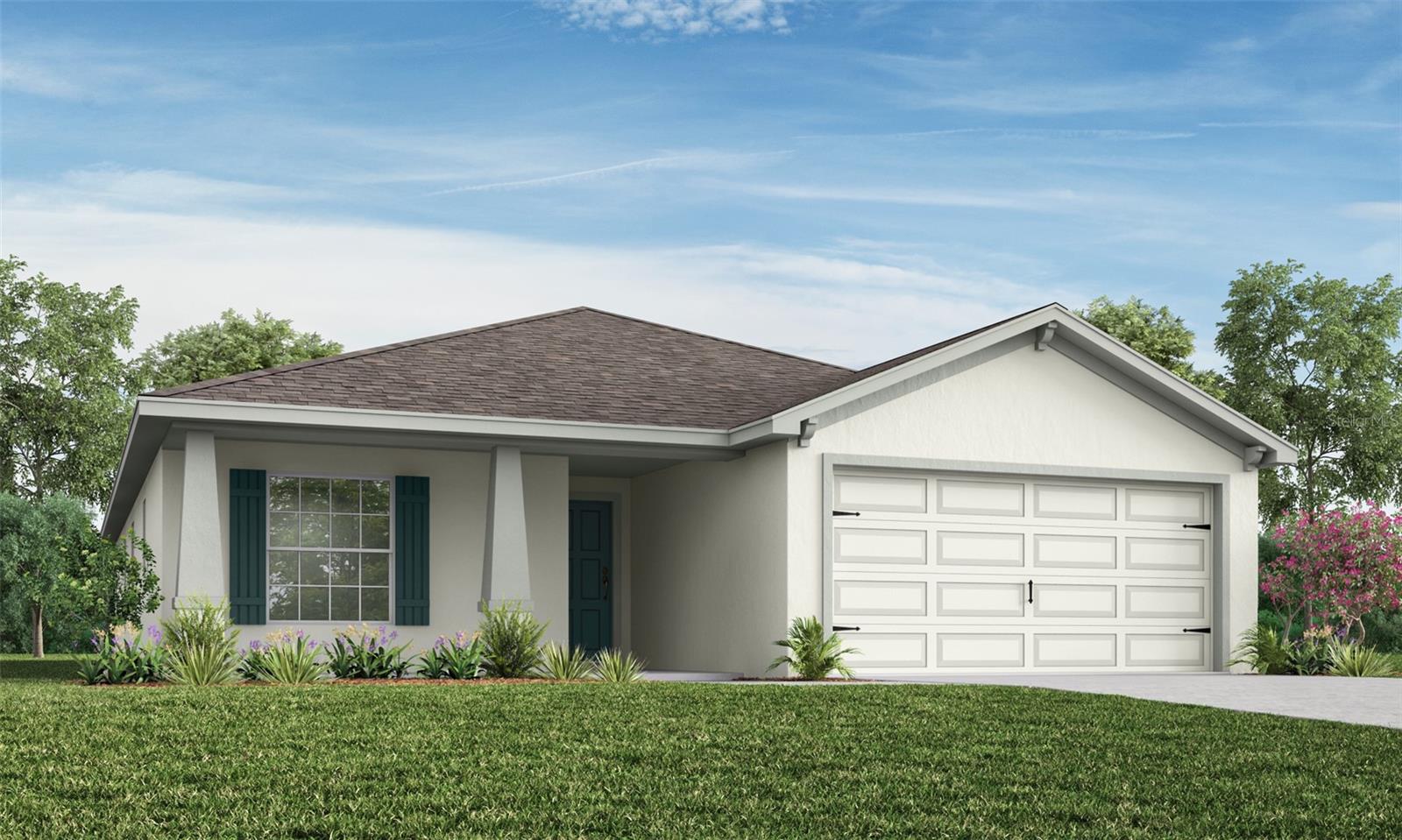 New construction home with 1715 square feet on one-story including 4 bedrooms, 2 baths, and an open living area. 
 Enjoy an open kitchen with white shaker-style cabinets, Samsung stainless steel appliances, a walk-in pantry, and a spacious island, fully open to the dining café and gathering room. The living area, laundry room, and baths include luxury wood vinyl plank flooring, with stain-resistant carpet in the bedrooms. Your owner's suite is complete with a walk-in wardrobe and a private en-suite bath with dual vanities, a tiled shower, and a closeted toilet. Plus, enjoy a covered lanai, 2-car garage, custom-fit window blinds, architectural shingles, energy-efficient insulation and windows, and a full builder warranty
***Please note - Virtual Tour/Photos showcases the home layout; colors and design options in actual home for sale may differ. Furnishings and décor do not convey!