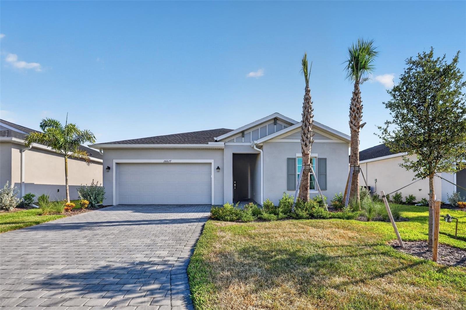 MOVE-IN READY!! Discover the allure of Lennar's single-family homes at Turnleaf, near boating adventures, dining and historic downtown Punta Gorda, FL. This new single-story home features two peaceful bedrooms with a convenient hall bathroom situated to the side of the foyer, while a third bedroom is right around the corner. Further down the foyer is a modern kitchen that melds into the dining room and a spacious family room. Through glass sliders is a large covered patio for outdoor entertainment. In a rear corner is the tranquil owner’s suite with an attached bathroom and walk-in closet. Prices, dimensions and features may vary and are subject to change. Photos are for illustrative purposes only.