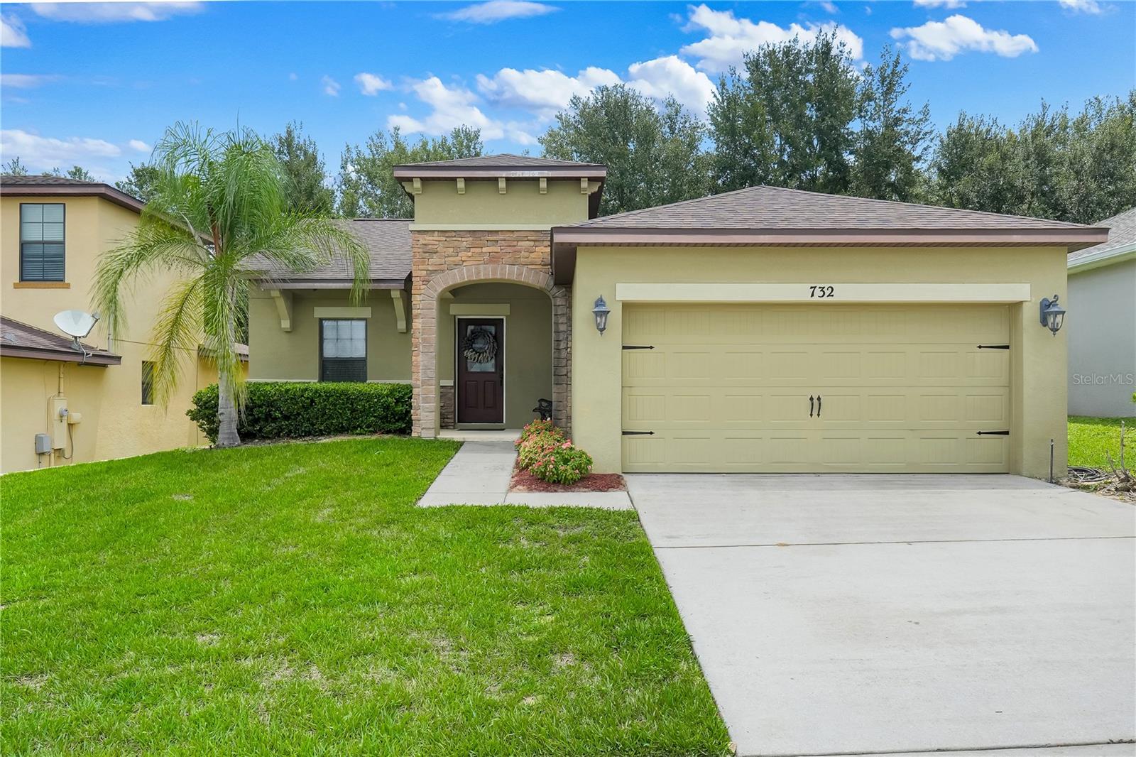 Virtually Staged. Welcome to your new home, which is nestled perfectly inside one of Minneola's most sought-after communities, RESERVE AT MINNEOLA.  This exceptionally well kept 3 bedroom, 2 bath, MOVE-IN-READY home combines comfort, convenience, and valuable recent upgrades. You'll appreciate the peace of mind that comes with a NEW ROOF (2025) and NEW HVAC system (2025). Inside, the popular open-concept floor plan features a desirable split-bedroom layout, offering both privacy and convenience. The kitchen is super functional and comfortably appointed with 42-inch cabinetry topped with crown molding, Corian countertops, a tumbled marble backsplash, and a stainless steel Whirlpool refrigerator installed in 2024. Ceramic tile flooring runs throughout all wet areas of the home, while freshly cleaned carpeting adds warmth and comfort to the living spaces and bedrooms. The spacious garage includes an indoor laundry area and convenient overhead storage racks, providing additional organization and storage options. The Reserve at Minneola offers a welcoming neighborhood feel with LOW HOA fees and NO CDD fees. Homeowners can enjoy access to two community pools, a playground and neighborhood sidewalks, making it easy to get outside and enjoy the Florida lifestyle. Location is everything, and this home definitely delivers! Just minutes from the Florida Turnpike connection, US Hwy 27, SR 50, the new Advent Health Hospital, highly rated schools, public golf courses, grocery stores, shopping centers, restaurants, and the Minneola Athletic Complex; you'll enjoy easy access to everything this thriving area has to offer, not to mention the growth that is yet to come. Do not miss your opportunity to invest in your own slice of Central Florida real estate!