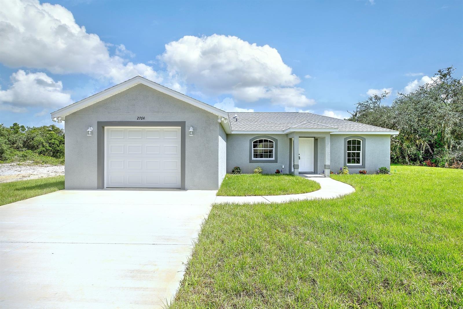 New Construction with nice curb appeal ! Perfect for 1st time buyer or someone looking for newly built home . This home has a split floor plan with 3 bedrooms, 2 baths and an oversized 1 car garage. Nice tiled entry greets you at the front door. Step inside to cathedral ceilings and vinyl plank flooring throughout the home. Kitchen has white wood cabinets, granite countertops and stainless steel appliances. Nice sized master bedroom and bathroom with walk-in shower and dual sink vanity. Inside utility room with washer/dryer hookup, electric water tank and a/c air handler and still enough space for a pantry. Home also has a 10x10 back screened porch for the grille. Well irrigation for the lawn to keep it green year round. Have peace of mind with a Home warranty included for 1 year from CO date. Be one of the first to see this home so schedule your appointment today!!