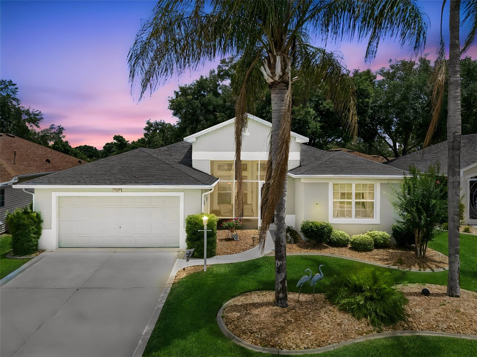Elegant and move-in ready, this beautifully updated Huntly model offers 3 bedrooms, 2 bathrooms, and approximately 1,900 square feet of living space under air with lovely conservation views and standout curb appeal. Recent improvements include a 2025 roof and gutters, 2019 HVAC, 2025 water heater, fresh interior and exterior paint, laminate flooring, and a spacious 2026 Florida room enhanced with additional auto screens. The updated kitchen features brand-new stainless-steel appliances, quartz countertops, and an open design that overlooks the main living areas, ideal for both everyday living and entertaining. Additional highlights include an inside laundry room and a thoughtfully designed layout that combines comfort, style, and functionality. Located in Royal Highlands, a 55+ gated golf community in Central Florida, residents enjoy access to a pro shop, restaurant, fitness center, courts, two pools, library, the Great Hall, live stage performances, and an impressive variety of clubs and activities. A wonderful opportunity to enjoy a vibrant, amenity-rich lifestyle in a beautifully updated home.