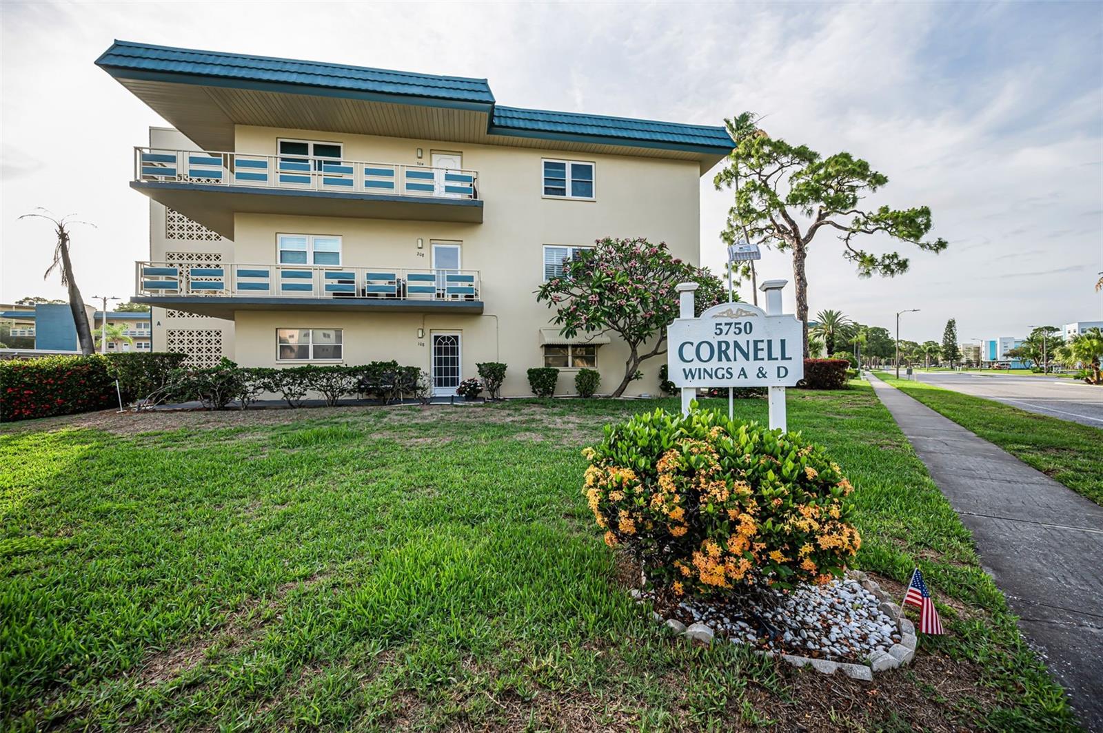 Fall in love with this First Floor, Inside End Unit in the requested and popular Cornell Building of Five Towns. From the moment you open the door, you know you are Home. Upon entering the unit, you notice the expansive living and dining space with well-maintained tile floors. The neutral decor provides an open canvas just waiting for you and your personal designs. The living space is a bonus size, perfect for family gatherings or entertaining friends. The conveniently located kitchen offers plenty of cupboards and counter space, a pantry and enjoys views of the back yard and landscaped grounds. The spacious bedroom can fit all of your furniture and offers a large walk-in closet! The oversized bath includes a vanity with plenty of storage and an oversized walk-in shower. This unit has easy-care tile flooring throughout, giving you more time to enjoy the Florida lifestyle. One of the fantastic perks of being on the first floor in #D101 is the lush gardens out your front door. This pet-friendly building allows your furry friends to enjoy the spectacular unit and community as well! The condo fees include everything; WiFi, Internet, Gas, Water, Sewer, and Trash. You will surely appreciate all of the resort-style amenities this established 55+ community has to offer, including six swimming pools (most heated), athletic courts for tennis, bocce ball, and shuffleboard, several outdoor kitchens and picnic areas, two clubhouses with libraries, fitness centers, billiards rooms, and card rooms. he monthly HOA fee includes internet, WiFi, water, sewer, trash, and gas for cooking, heating, and hot water. Located in the highly desirable Five Towns 55+ community, residents enjoy an active and engaging lifestyle with exceptional amenities, including multiple swimming pools (some heated), tennis courts, shuffleboard, bocce ball, pickleball courts, two clubhouses, fitness centers, libraries, billiards, and a full calendar of social activities. Ideally situated just minutes from the Gulf beaches, shopping, dining, and vibrant downtown St. Petersburg, including The Pier and the Dalí Museum. This is an excellent opportunity to enjoy comfortable, maintenance-free living in a well-established and amenity-rich community. Call today for your personal tour or a real-time Facetime Tour. Welcome Home....!