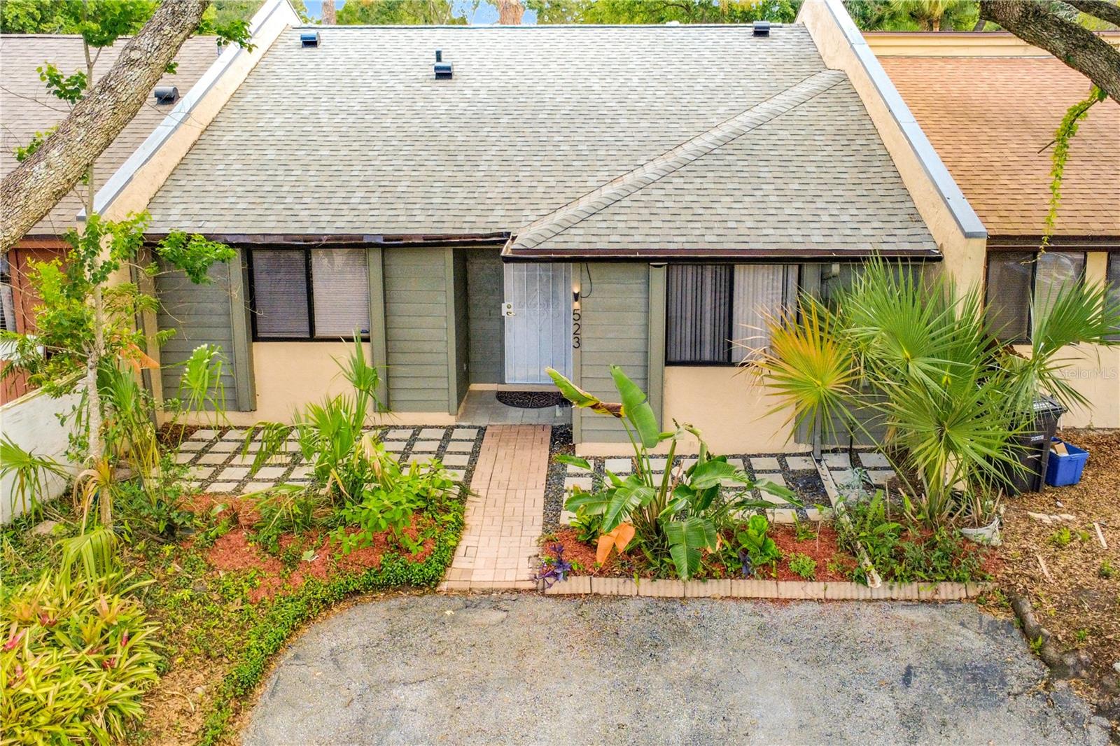 Welcome to 523 Derby Drive in Montgomery Square, a beautifully updated Altamonte Springs townhouse offering comfort, convenience, and excellent value in the heart of Altamonte Springs. This home is perfectly positioned near the everyday essentials buyers love—shopping, dining, medical facilities, major roadways, and the commercial conveniences of Altamonte Springs—while still offering a comfortable neighborhood setting with very low HOA fees.

Inside, the home features a warm and inviting layout with vaulted ceilings in the living room, a skylight that brings in natural light, and neutral interior paint that gives the home a clean, move-in-ready feel. The kitchen has been thoughtfully updated with butcher block countertops, a farmhouse sink, newer finishings, backsplash, stainless steel appliances, a stainless steel range hood, and a high-end Bosch side-by-side refrigerator. Additional included appliances and features include an LG smart washer and dryer, stove, dishwasher, Nest programmable thermostat, LED lighting throughout, brushed nickel ceiling fans, remote-controlled ceiling fans with LED lights, and electric vehicle outlets.

The spacious primary bedroom offers comfort and functionality, while both bathrooms have been tastefully improved. The hall bathroom features a newer commode, tile surround, pedestal sink, mirror, light fixture, chrome faucet, and shower head. The primary bathroom includes a newer vanity, antique brass faucet, custom closet shelving, newer commode with bidet, and bathtub with tile surround. With two bathtubs, updated finishes, and practical storage improvements, the home is designed for easy everyday living.

Enjoy multiple outdoor living spaces, including a welcoming front porch, a front door with window, security screen door, French doors leading to the Florida room, sliders to a covered and screened patio, and a fenced courtyard with white vinyl fencing behind the home. Major updates add even more peace of mind, including a brand-new roof, updated electrical, a Trane AC system installed in October 2019, and an electric tankless water heater. With efficient utilities, Quantum Fiber internet availability, and typical monthly water and power costs that help keep ownership practical, this Montgomery Square townhouse is a smart opportunity in a highly convenient Altamonte Springs location. Call today to schedule a visit!