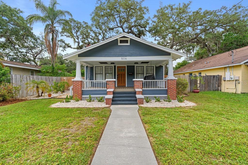 Situated on a picturesque brick road lined with oak trees and other historic homes, this 1923 bungalow is brimming with character including a quintessential front porch and original details like the wood burning fireplace and hardwood floors. The traditional shotgun style has a living room that flows into the dining room then into the kitchen which features a cute eat-in space. Beyond the kitchen there's a den/bonus room that is perfect for. home office or playroom. The primary bedroom features a large en-suite bath and ample closet space (which is rare in these historic homes). The living space for this property doesn't stop inside! The backyard is beautifully landscaped with a huge patio and fire pit area. Additionally, 506 E. Lambright features a two-car garage that offers an air conditioned area perfect for a small workshop or work out space. The garage sits on  E. Diana Street offering the potential for an ADU conversion if the city allows! As for the major mechanicals, the roof was replaced in 2020 and the AC system is BRAND NEW! Add this one to the list to check out today!