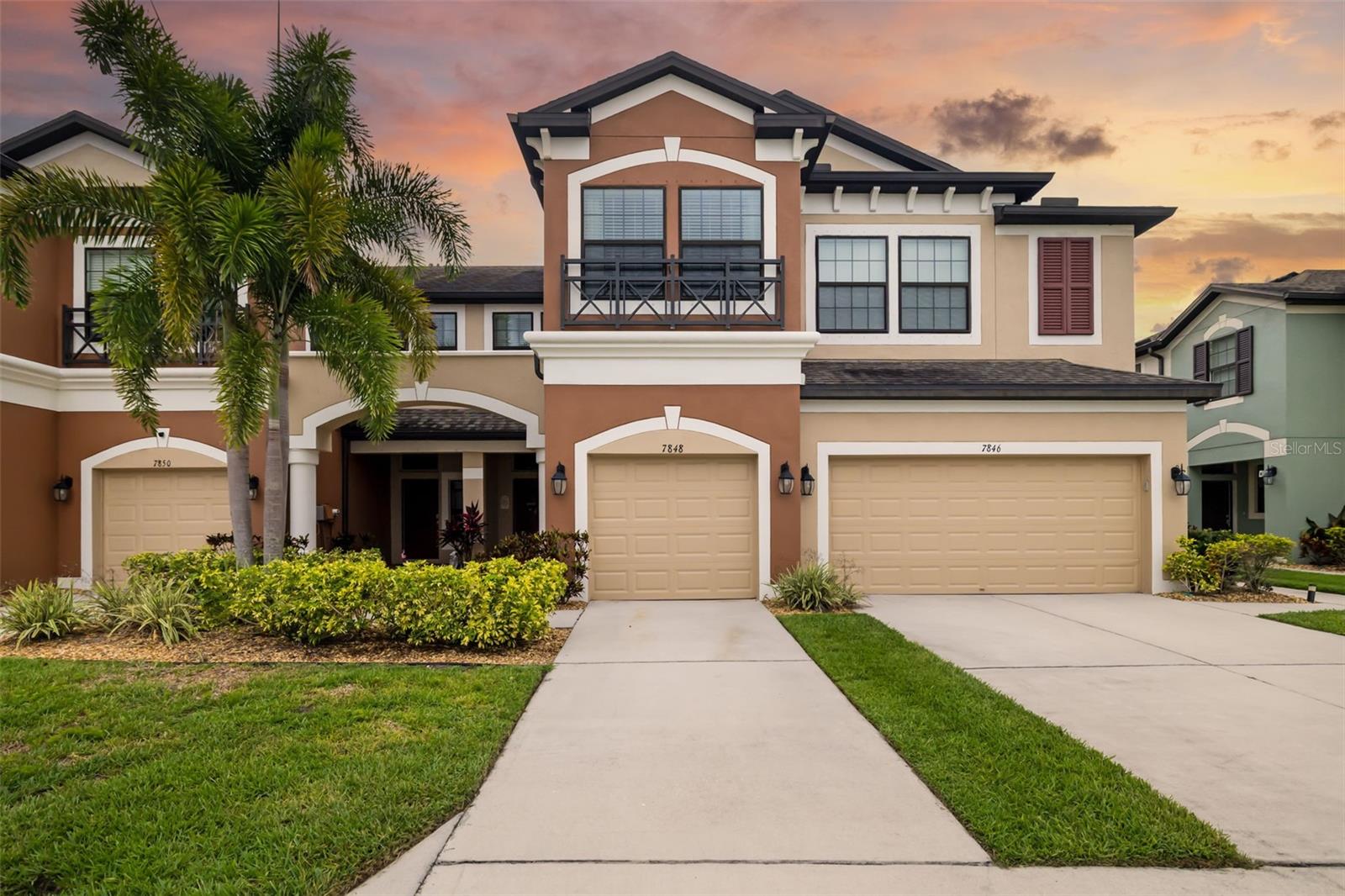 Enjoy the ultimate convenience and easy lifestyle in this award-winning, maintenance-free community with NO CDD! Winner of six 2018 Parade of Homes awards, this energy-efficient 2018 home offers the rare peace of mind of an industry-leading 15-year transferable structural warranty. Thoughtfully designed with 3 bedrooms, 2.5 baths, a lanai, and a 1-car garage with an epoxy-finished floor and opener, this home truly has it all. The spacious first floor showcases an open family and dining concept, stunning 6x24 wood-look tile, and a gleaming kitchen featuring light gray 42-inch cabinets, high-end quartz countertops, an expanded pantry closet, and stainless steel appliances, including a vented-to-outside microwave hood, range, and dishwasher. A convenient powder room and storage closet complete the main level. Quality craftsmanship shines throughout, from the engineered wood stairway with handrail and spindles to the fully tiled shower walls. Both the master and secondary bathrooms feature the same upscale light gray cabinetry and quartz countertops. Premium decorator paint colors add warmth and style to every room.  Upstairs, an enlarged laundry room adds everyday ease. The master suite is a true retreat, boasting a generous walk-in closet and a luxurious bath with an elongated dual-sink quartz vanity. Conveniently located close to excellent schools, shopping, medical facilities, I-75, Ellenton Outlets, University Towne Center, Mote Marine, Nathan Benderson Park, and just a short drive to the sandy Gulf beaches!