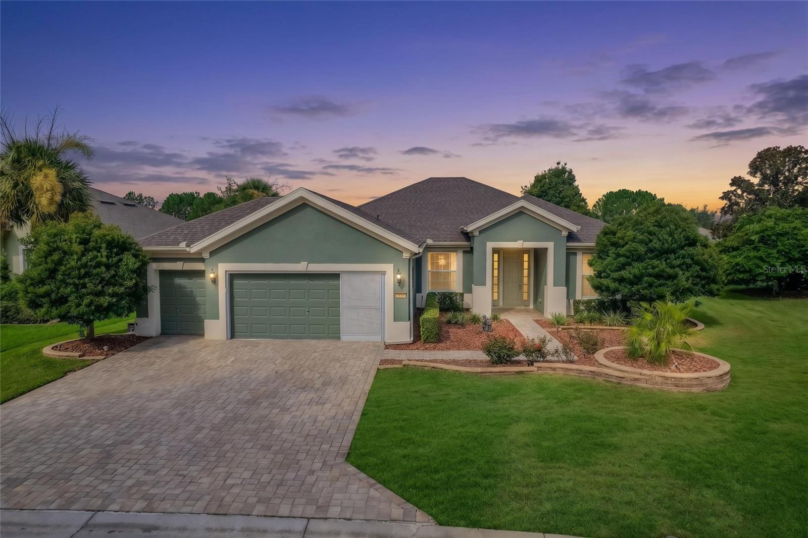 Welcome to this beautifully maintained Hanover model in the highly desirable 55+ Del Webb Stone Creek community, perfectly positioned on the 5th hole of the championship golf course with breathtaking views and exceptional outdoor living.

Offering 3 bedrooms, 3 bathrooms, and a spacious flex room, this thoughtfully designed home also features a fully enclosed sunroom, creating the perfect space to relax, entertain, or simply enjoy the picturesque golf course views year-round.

Inside, you'll find an open and inviting floor plan enhanced by crown molding and tile flooring throughout all common and wet areas. Elegant glass French doors lead to the versatile flex room, ideal for a home office, hobby room, or additional guest space.

The well-appointed kitchen is designed for both everyday living and entertaining, featuring granite countertops, upgraded cabinetry, abundant storage, and a functional layout that opens seamlessly to the main living areas.

The spacious primary suite offers a peaceful retreat with a luxurious tiled walk-in shower, while the additional bedrooms and bathrooms provide comfort and privacy for family and guests. The laundry room is equally functional with built-in cabinetry and a utility sink, and the home is equipped with a water softener for added convenience.

Step outside to your private backyard oasis, where a paver patio overlooks the beautifully manicured 5th hole, offering stunning golf course views and the perfect setting for morning coffee or evening gatherings. The home's custom, mature landscaping enhances its curb appeal and creates a tranquil, park-like setting.

Located in the award-winning Del Webb Stone Creek community, residents enjoy world-class amenities including championship golf, resort-style pools, fitness centers, tennis and pickleball courts, walking trails, clubs, and countless social activities.

This exceptional Hanover model offers the perfect combination of luxury, comfort, and one of the community's most desirable golf course settings. Schedule your private showing today and experience the Stone Creek lifestyle for yourself.
