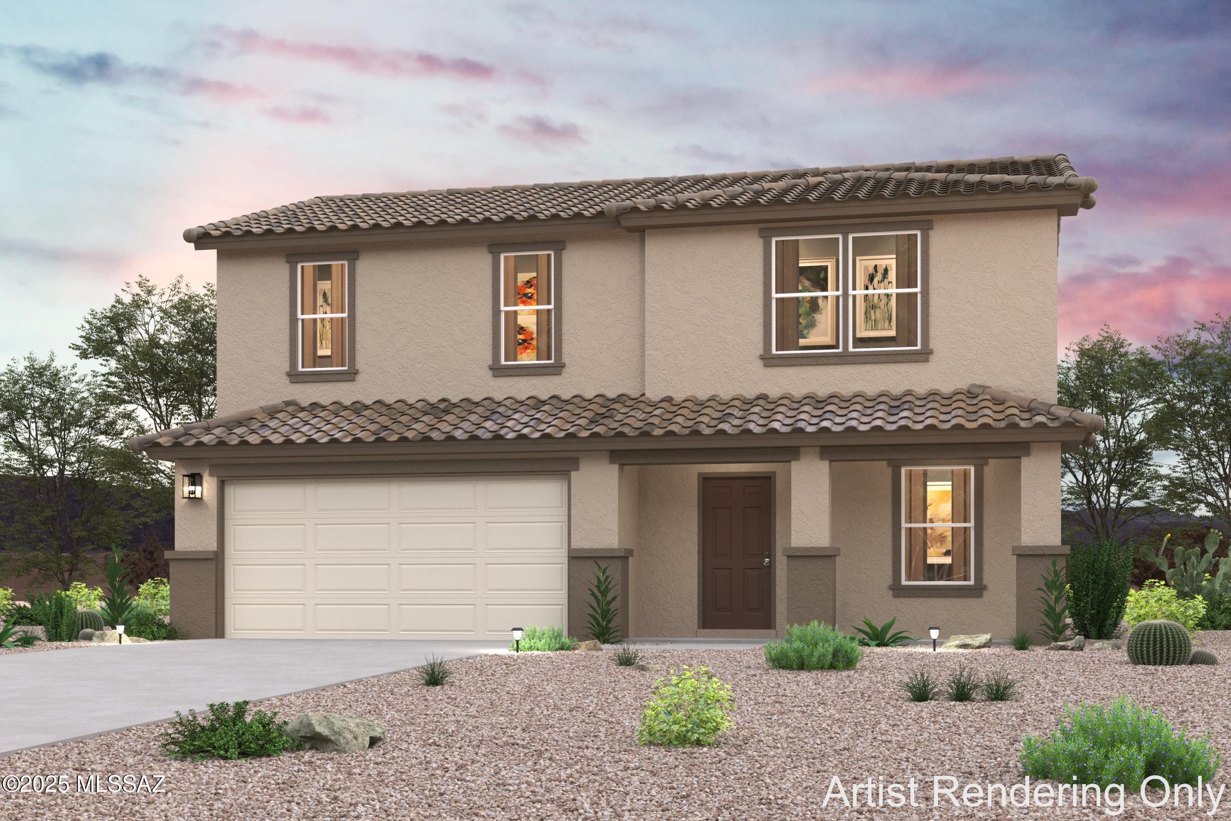 Discover Your Dream Home in the Entrada Del Toro Community. Introducing the Aguila Floor Plan! This thoughtfully designed two-story home offers both functionality and style. The main level features an open concept layout, seamlessly connecting the great room, dining room, and kitchen. The kitchen is equipped with granite counters, stainless steel appliances, and an island, making it a perfect space for culinary enthusiasts. Adjacent to the kitchen is a convenient dining area that opens up to a patio, ideal for indoor-outdoor living. The main level also includes a versatile bedroom and a full bath, providing flexibility for guests or additional living space. A 2-bay garage offers ample storage and parking. On the upper level, the owner's suite provides a serene retreat.
