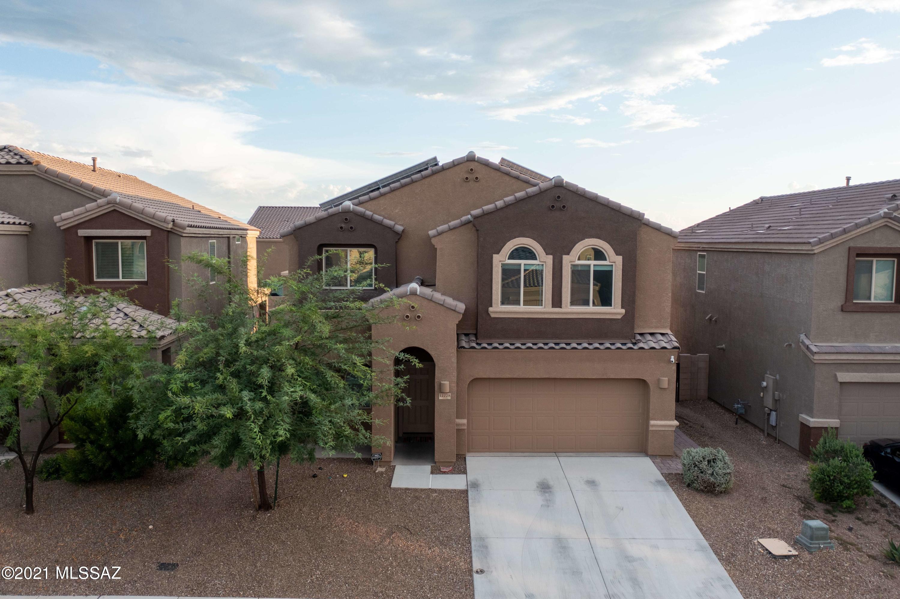 Beautiful home, Solar-Owned and is located in the highly desired Vail School District. It has 4 bedrooms, with a spacious primary room and 2.5 baths. Primary bath has separate shower and soaking tub. Den can be used as an office and the loft for extra living space. Outside has a double covered patio and has been professionally landscaped with fire pit, artificial turf and pavers extending the space to entertain guests. Owner is a Licensed Agent in the state of Arizona.