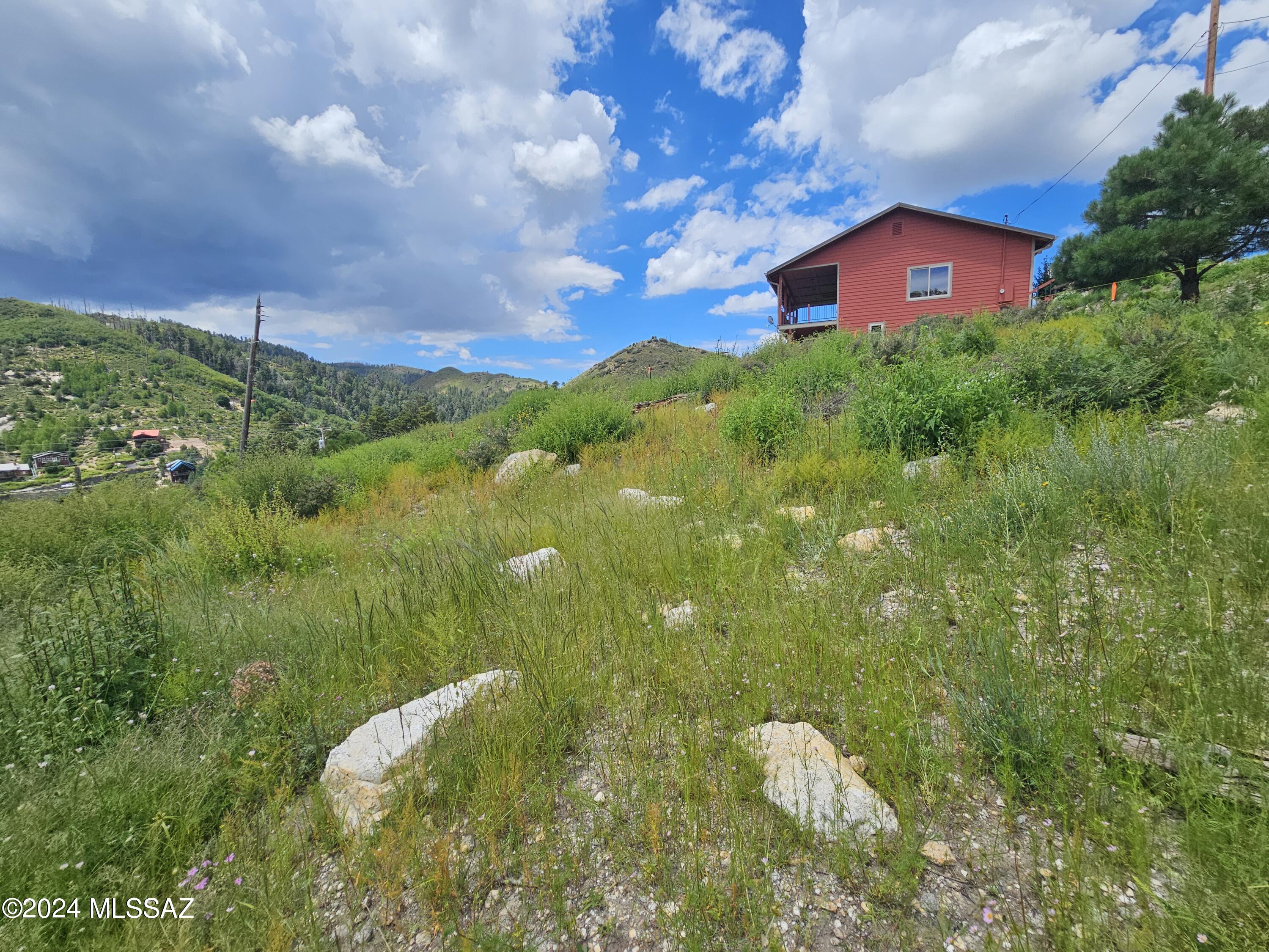 Wow, this gently sloping lot is a rare find.  It is located on a dead end, county-maintained asphalt road and feels far removed from the village weekend crowds.  You have summer access to the cool climate and winter access to the road plowed by the county. You can enjoy the snow or go up Mt Lemmon to ski. Beautiful views overlooking Summer Heaven during the day and village lights at night. Build your dream cabin on this newly cleared lot with Trico power and water meter at the property line.  The Tempe Ave street easement provides an additional twenty plus feet of driveway or parking which is a rare find in Summerhaven. The included 2024 survey will save you a lot of time and money. Check out https://www.truoba.com/house-plans/tm-220/ for amazing ideas at a fraction of the cost of regular architects. Or this perfect plan for the lot! https://www.thehousedesigners.com/plan/modern-a-frame-1364-square-feet-8051/?epik=dj0yJnU9M1ZmeFhLREwzS0lYNEI0QTltbDRMZWczeUllTVd2dkgmcD0wJm49bGVkXzV4M3JQakYzbWhUdzdpbFdMdyZ0PUFBQUFBR2MyQ21F.