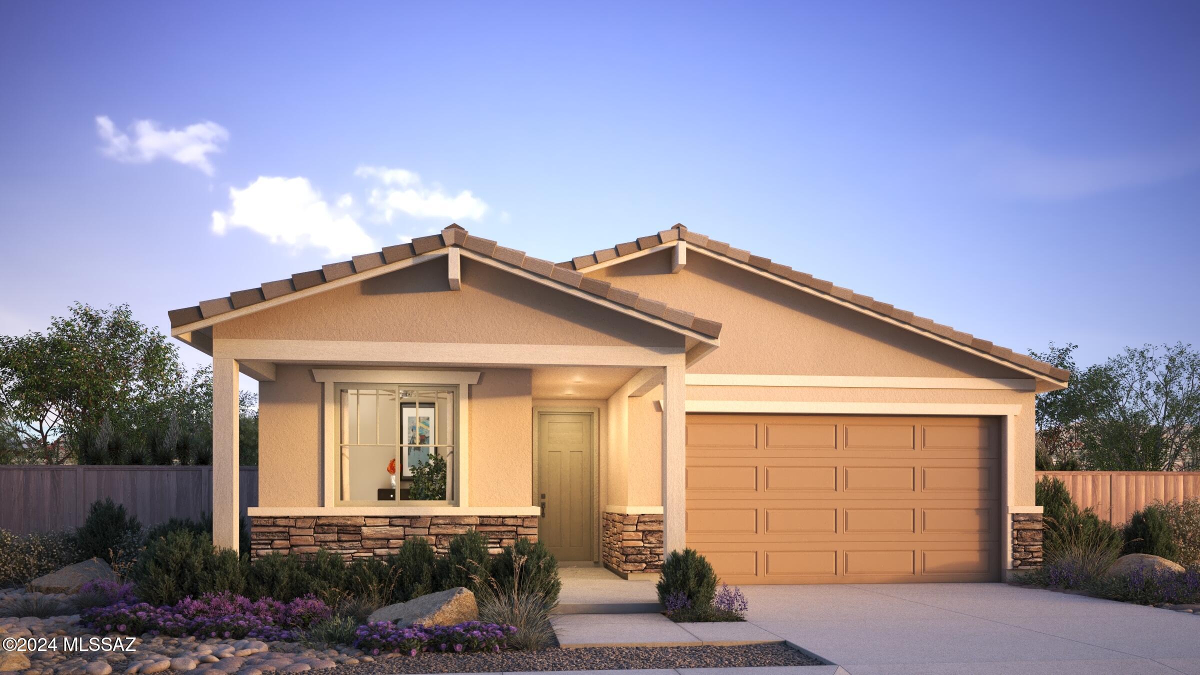 Popular Copper plan with Ranch elevation. Gorgeous home features bright open Greatroom with dining area and covered patio. Kitchen has Whirlpool appliances, granite counters, upgraded cabinets in Regal white, center island and a corner walk-in pantry. Split floor plan. Owner's suite features large walk-in closet, walk-in shower, dual sinks & linen closet. Enclosed Den is perfect for quiet time. Includes Washer/Dryer, Refrigerator & 2'' faux wood blinds. Minutes to freeway, downtown & UofA.