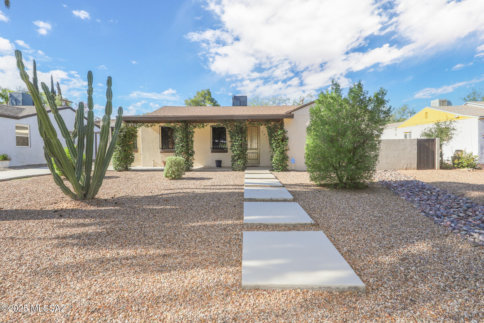 Discover this beautifully upgraded 3 bed, 2 bath home in a charming historic Tucson neighborhood. Featuring polished concrete floors, an updated kitchen and bathrooms with luxurious marble countertops, and high-end appliances throughout, this home blends modern comfort with classic character. Enjoy a spacious lot with covered parking, a large storage shed, and mature landscaping. Ideally located near downtown, the University of Arizona, McKale Center, Randolph Golf Course, Reid Park Zoo, and more—this home offers style, space, and unbeatable convenience in the heart of Tucson.
