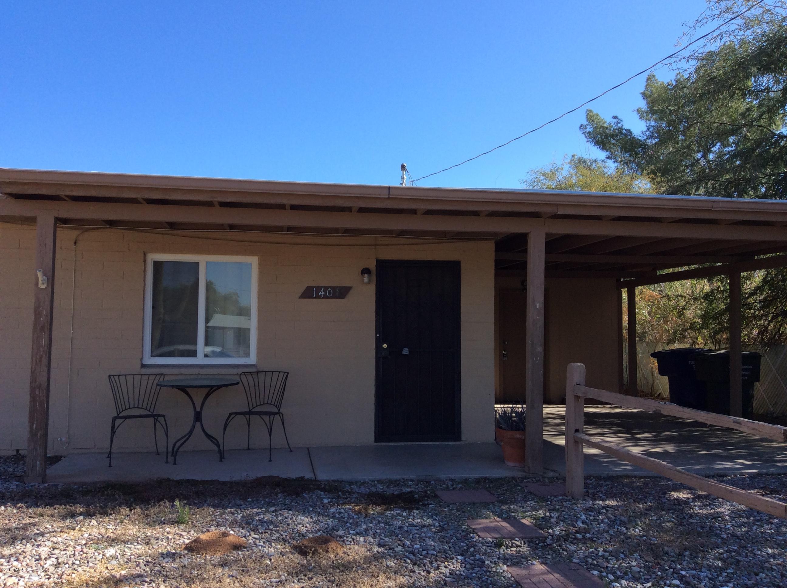 Cute 3 Bedroom home with Central Evap.  Tile and concrete floors, no carpet.  Available to View after 8/15. Walk into living room and open kitchen.  Dining area off kitchen.  3rd Bedroom is largest and has a window AC unit in it also. Laundry closet.  This home has a large storage room off carport and a large shed in backyard. Long covered patio area. Large backyard completely fenced and has a dog run too.  Convenient location close to all major amenities including hospital.