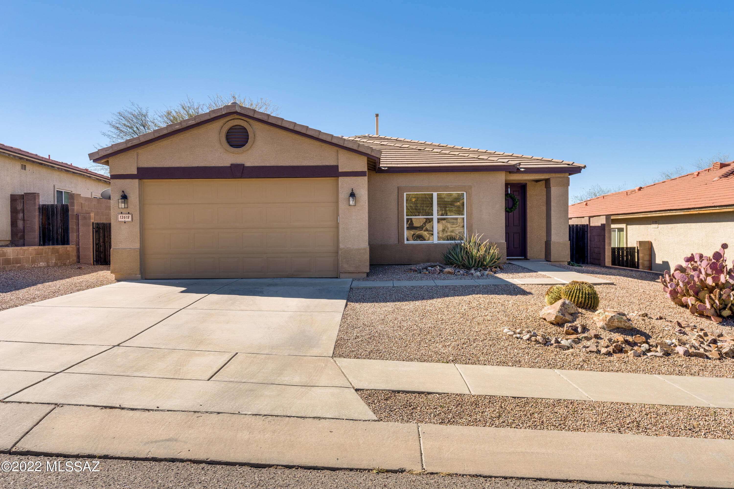 Come see this beautiful updated 1579sqft. Del Lago home. Enjoy amazing golf course view from your full length covered patio that has ceiling fans, roll down shades and plumbing in place for misting system with cable tv wiring for outdoor living and entertainment. This home has tile throughout, no carpet anywhere! The indoor living spaces are open and inviting with 9ft ceilings. The large kitchen has 42'' alder cabinets, stainless steel appliances, extra deep oversized sink with pull down faucet and beautiful pendant lighting above the island. All kitchen appliances stay. Primary bedroom has ensuite bathroom with executive height double sinks and a garden tub. There is also a large walk-in closet. The 2 car garage has an extra tall garage door to