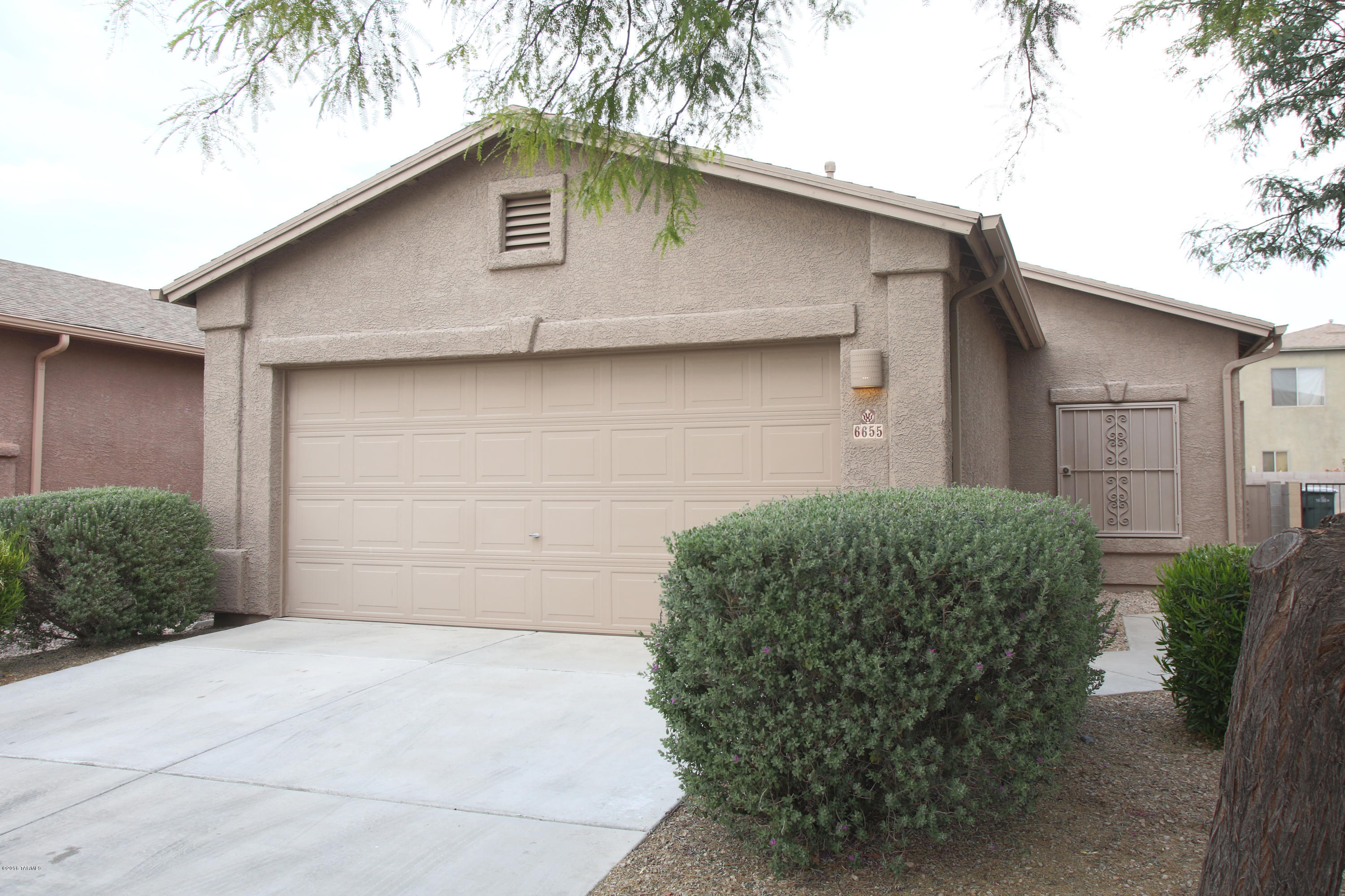Light and bright newer home with Open Split bedroom floor plan featuring large living room and lots of kitchen space plus pantry. Master bedroom has walk in closet, long vanity and large shower with glass doors. East facing backyard has Covered Rear Patio, Block wall and planting beds ready for your green thumb. Air Conditioning, 2 car Garage. Old Republic Home Warranty for Buyer peace of mind. Gas stub behind stove if you prefer cooking with Gas!