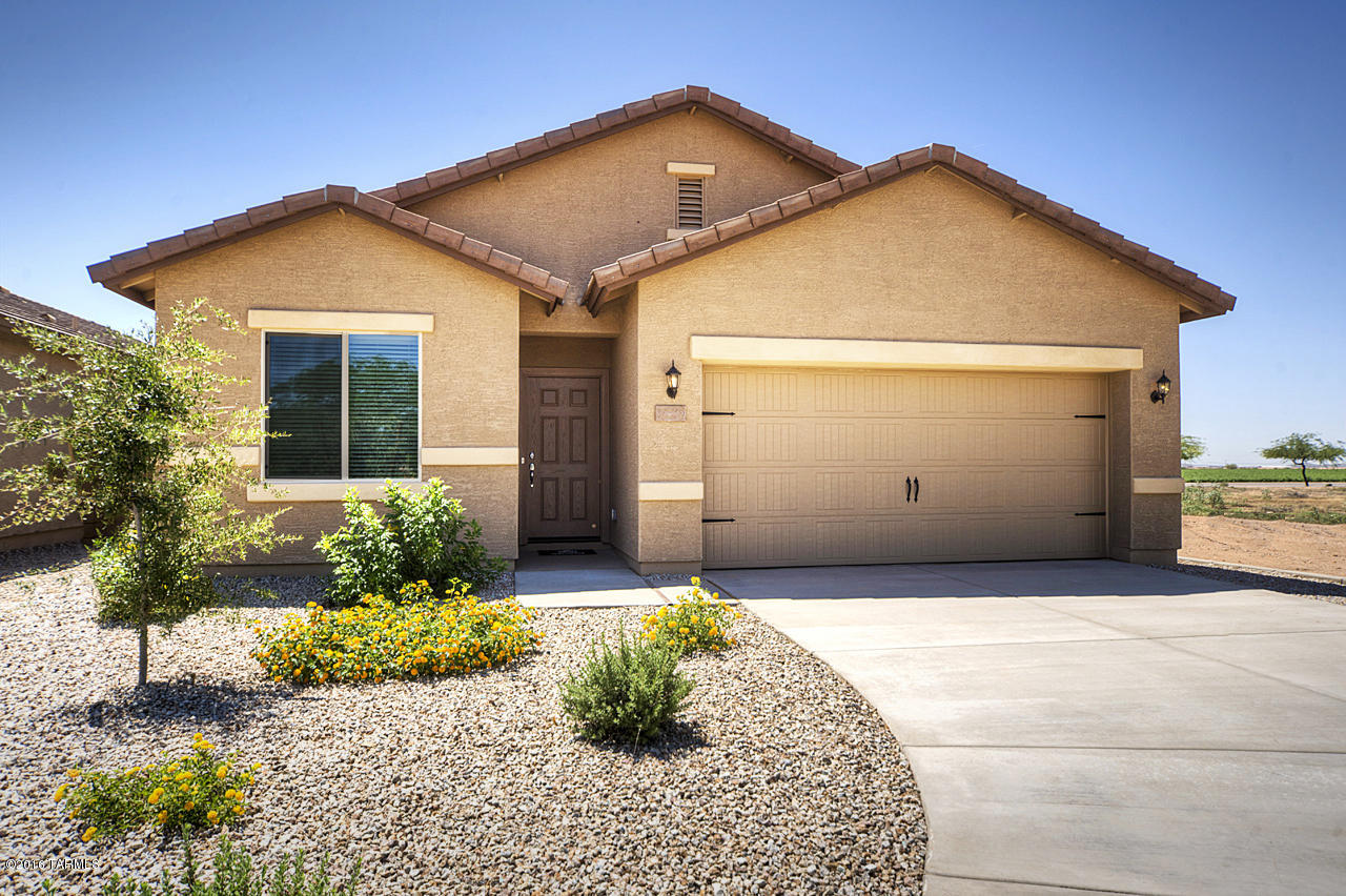 This beautiful new home comes with over $10,000 in upgrades including energy efficient kitchen appliances, spacious granite countertops, custom wood cabinets, brushed nickel hardware and an attached two car garage. The Bisbee floor plan also showcases a master suite complete with a walk-in closet, as well as a separate dining room, a fully fenced backyard, covered patio and front yard landscaping. The Sonoran Ranch community offers a plethora of amenities including miles of walking trails, as well as a park with a children’s playground and a spacious picnic area. The amenity-rich community and new, hassle-free home provide an extraordinary lifestyle for you and your family.