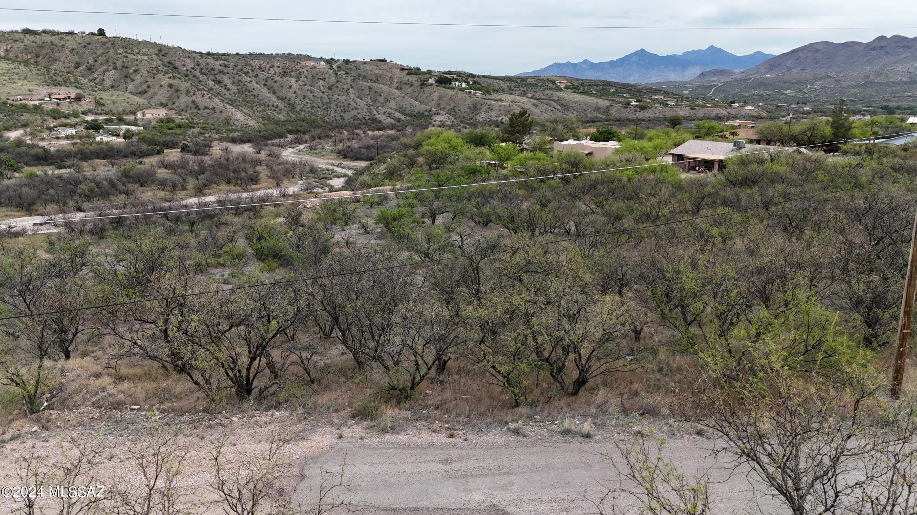 Nice residential lot with good views.  Plenty of fairly flat area to create the house site plus more lot that goes down the hillside.  Nice views looking out Peck Canyon to the East of Mt. Wrightson and Hopkins.  All paved access.