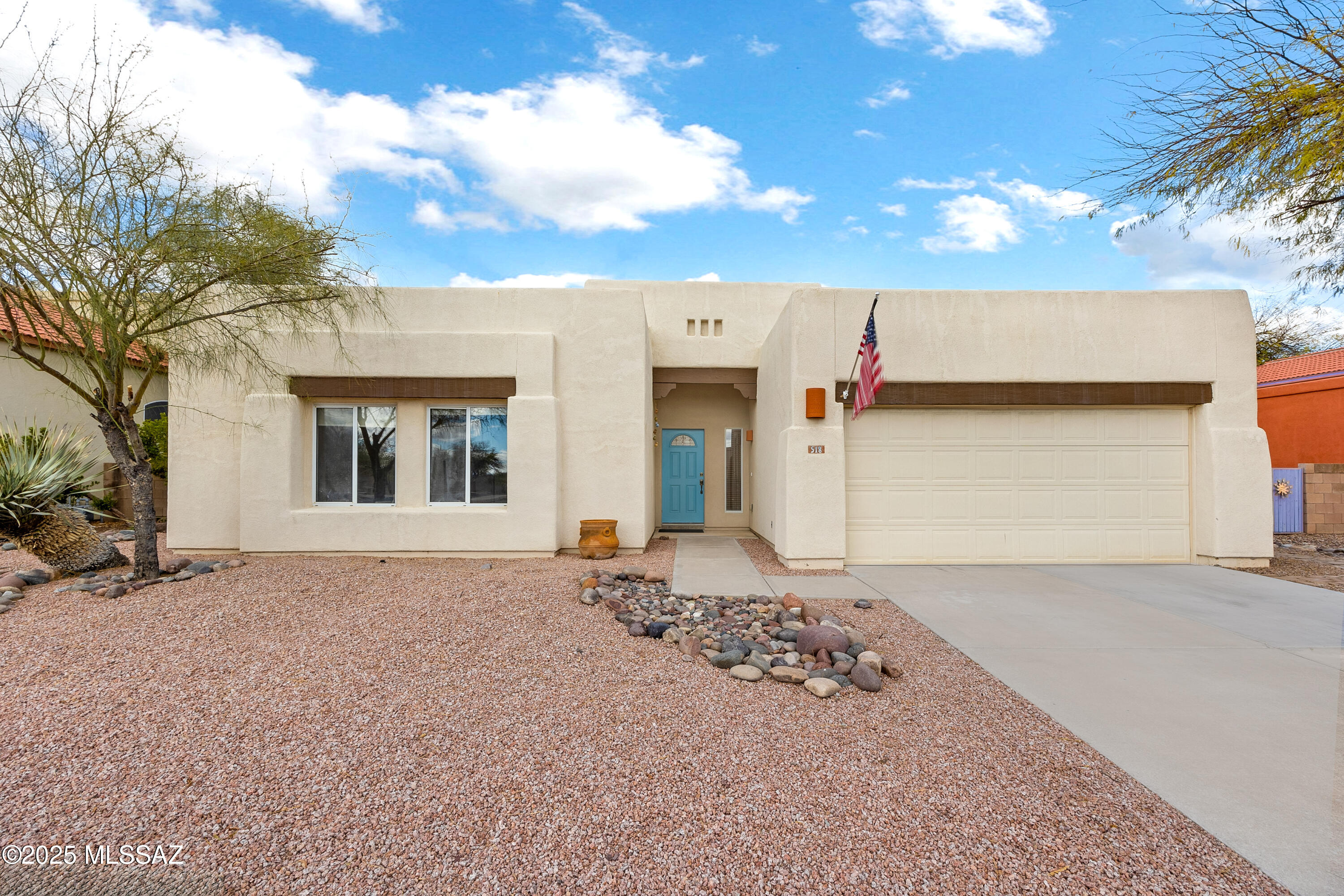 This beautiful Oro Valley home offers 3 spacious bedrooms and 2 beautifully updated bathrooms, including a new walk-in shower and flooring in the primary bath. Both bathrooms feature white oak vanities, quartz countertops, new toilets, mirrors, fixtures, and lighting. The open-concept living area is highlighted by a gas fireplace, creating a perfect space for relaxation and entertaining. All appliances, including a new stainless steel refrigerator, washer, and dryer, are included. Plus, a Fidelity Home Warranty is in place for added peace of mind. With its perfect blend of comfort, style, and functionality, this home offers the ideal setting for living in Oro Valley.