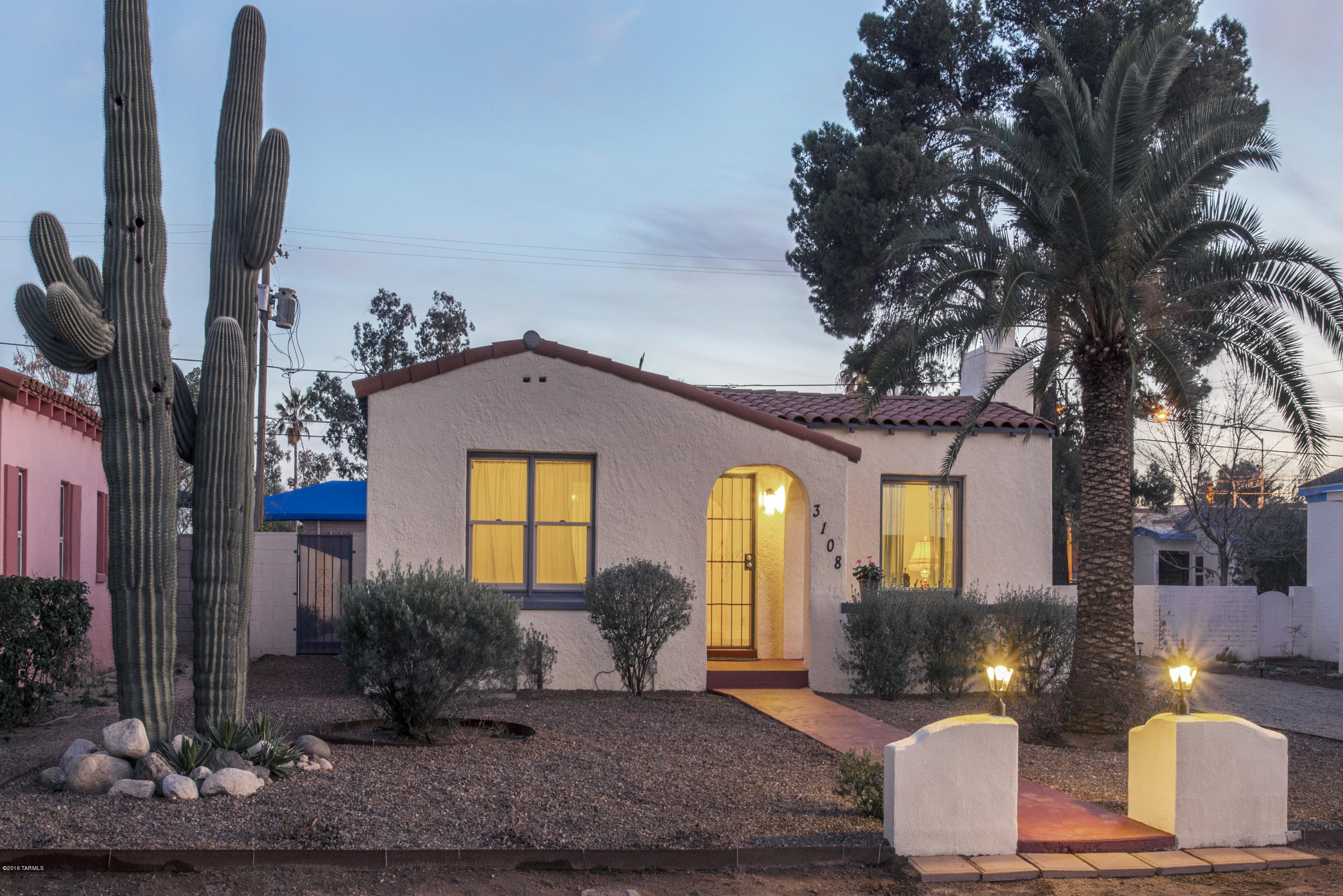 Tucson comes alive in this 1938 Spanish Re-build. Let the most discriminating buyer's eye feast on this charming vintage house and 355 SF guest house right across from Blenman Elm. Attention to the tasteful details is evident and quality workmanship obvious. Improvements include: New Heat/AC units, tank less water heaters and ALL new appliances. Separately metered for electric.