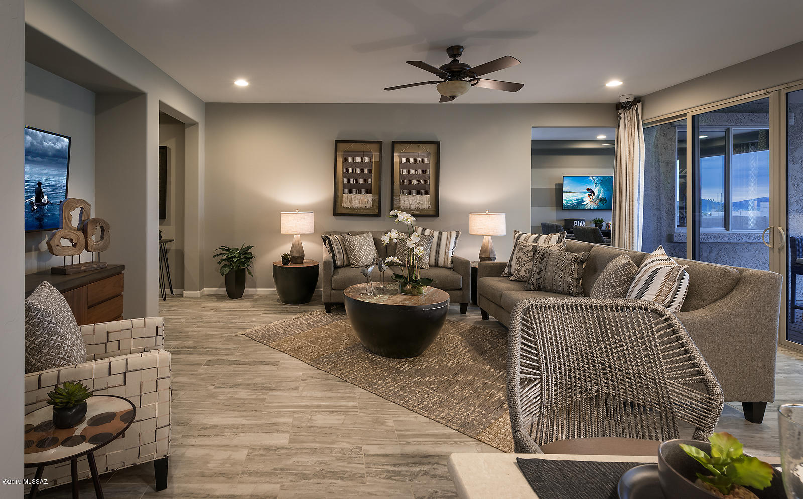 Agave plan w Spanish elevation. 3BD. 2Ba. Game Room. Greatroom w 12' centered slider. Gourmet Kitchen w 36'' 5-burner cooktop, vented hood, Maple cabinets, 42'' upper cabs, pots & pans drawer, rollout shelf, cushion close, walk-in pantry. 3-car garage w service door. 8' interior doors. Gas BBQ stub-out. Executive height cabs in all baths. Pavers at porch, walkway & drive.