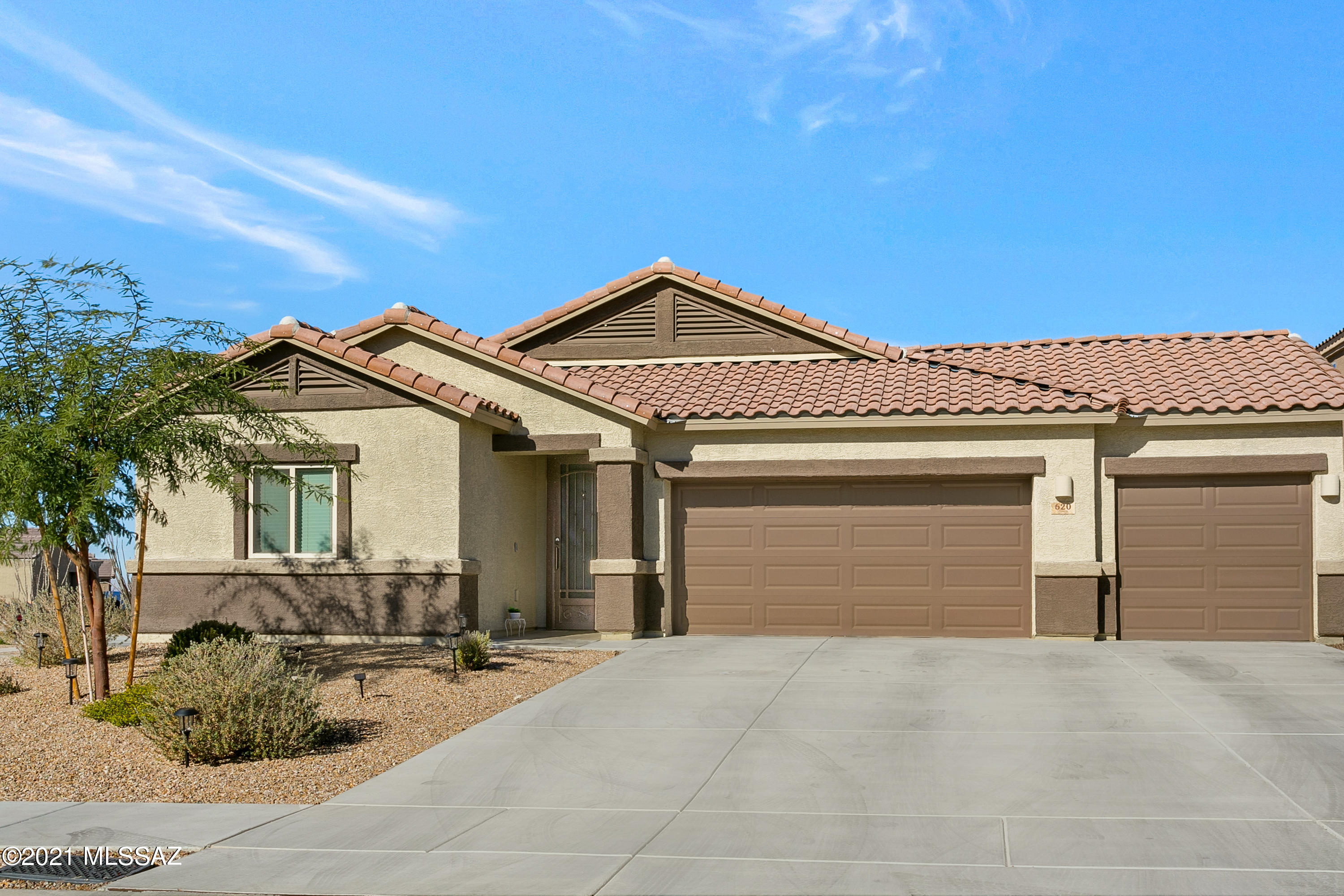 If you are considering a new construction home, but don't want wait for 6+ months to move, look no further!  This like new D.R. Horton home is ready for you now.  Built in 2019, it has all of the best upgrades. 3 car garage, chef's kitchen w/a gas cooktop, double ovens and smart home technology. This is the ''Prato'' floorplan that easily accommodates distance learning and work from home situations.  Den/office and the 1/2 bath are located at the front of the home, split from the main living and bedroom areas for maximum privacy.  Formal dining area is currently be utilized as a WFH space, but offers other options as well.  The bright and open great room provides a wonderful entertaining space.  Covered patio and a backyard with easy care landscaping with plenty of room to add a play area